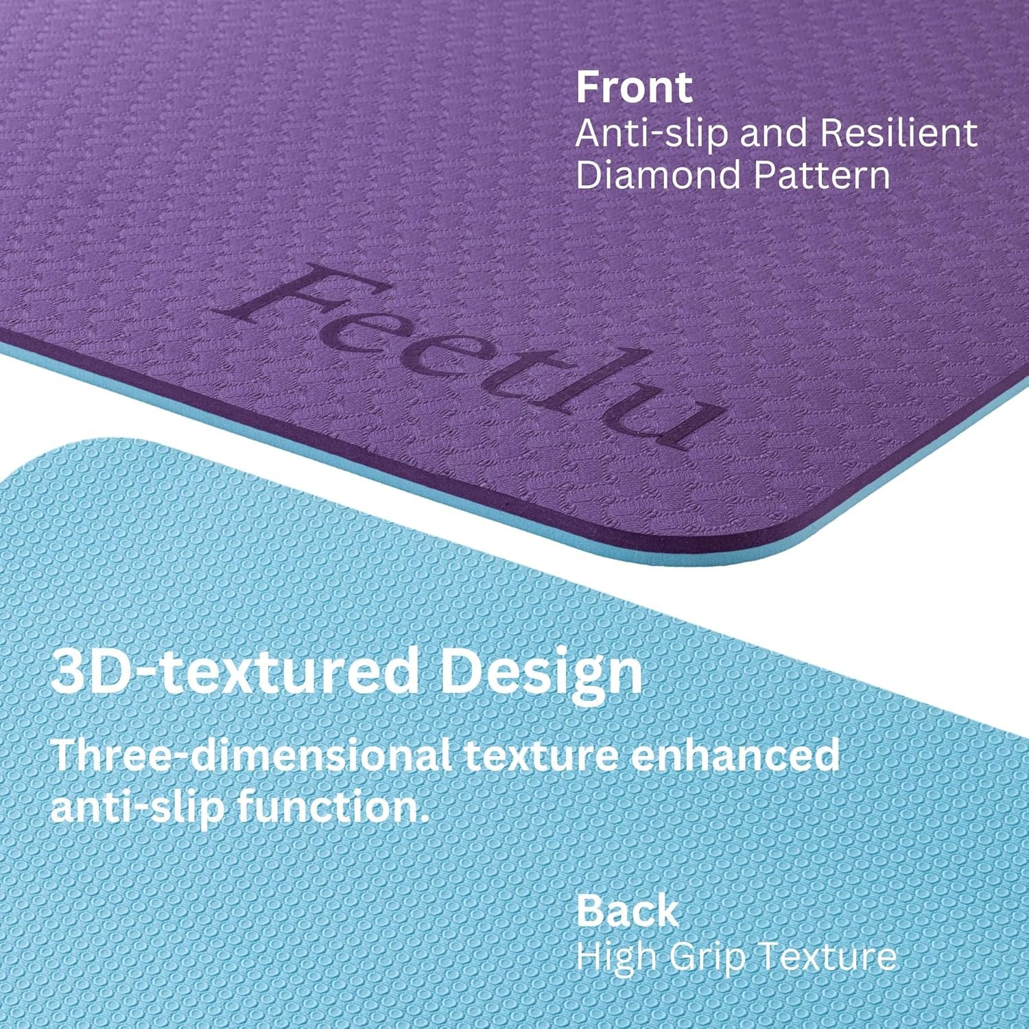 Extra Thick Yoga Mat with Carry Strap, 10mm Non-Slip Exercise Mat, 72 x 24 Inch Cushioned Workout Mat for Yoga, Pilates, Stretching & Floor Exercises - Image 4