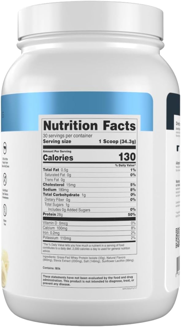 Transparent Labs Grass-Fed Whey Protein Isolate - Naturally Flavored, Gluten Free Whey Protein Powder with 28g of Protein per Serving & 9 Amino Acids - 30 Servings, French Vanilla - Image 9