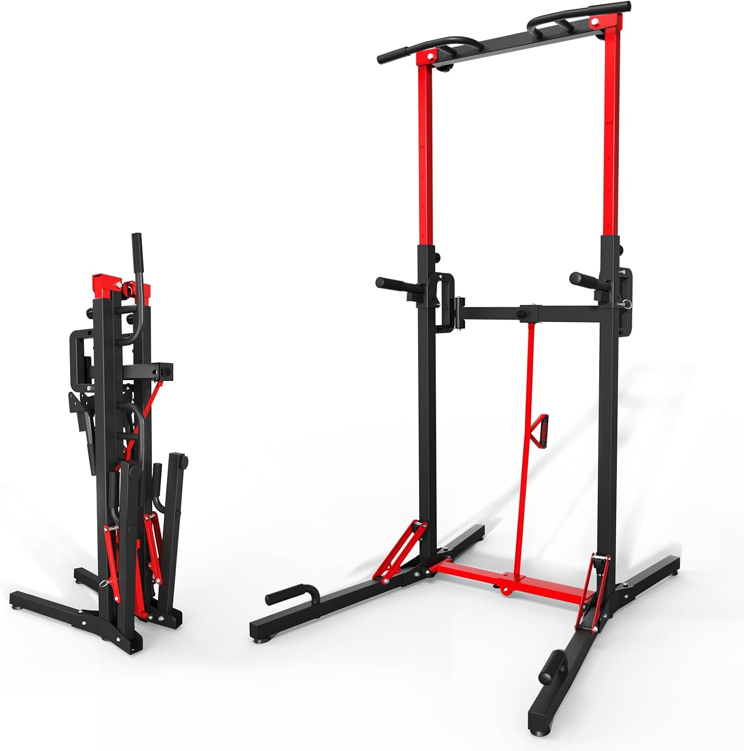 ONETWOFIT Foldable Power Tower Pull Up Bar Station, Multi-Function Adjustable Height Dip Station for Home Gym Workout, Strength Training Fitness Equipment, Pull Up Stand 360LBS - Image 2