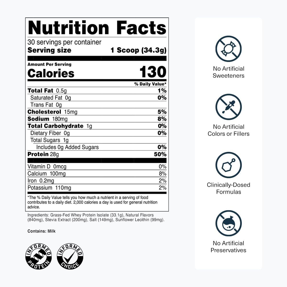 Transparent Labs Grass-Fed Whey Protein Isolate - Naturally Flavored, Gluten Free Whey Protein Powder with 28g of Protein per Serving & 9 Amino Acids - 30 Servings, French Vanilla - Image 4