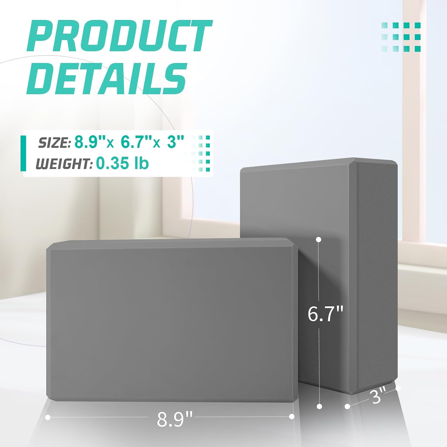 Yoga Blocks| Foam Block Supportive Latex-Free with Beveled Edges, Non-Slip Exercise Blocks for Pilates, Meditation, Balance, Stretching and Deep Poses - Image 3