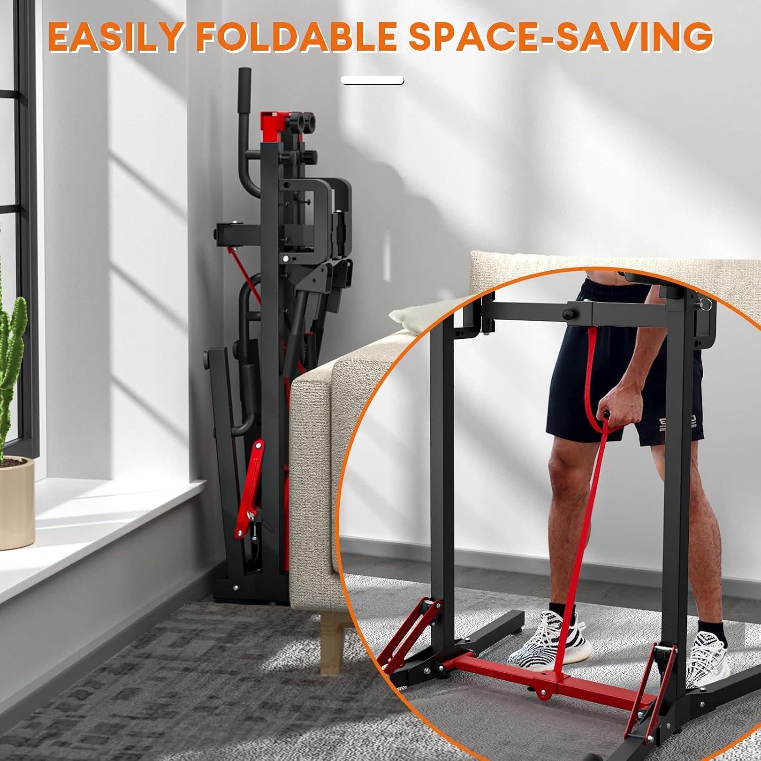 ONETWOFIT Foldable Power Tower Pull Up Bar Station, Multi-Function Adjustable Height Dip Station for Home Gym Workout, Strength Training Fitness Equipment, Pull Up Stand 360LBS - Image 7