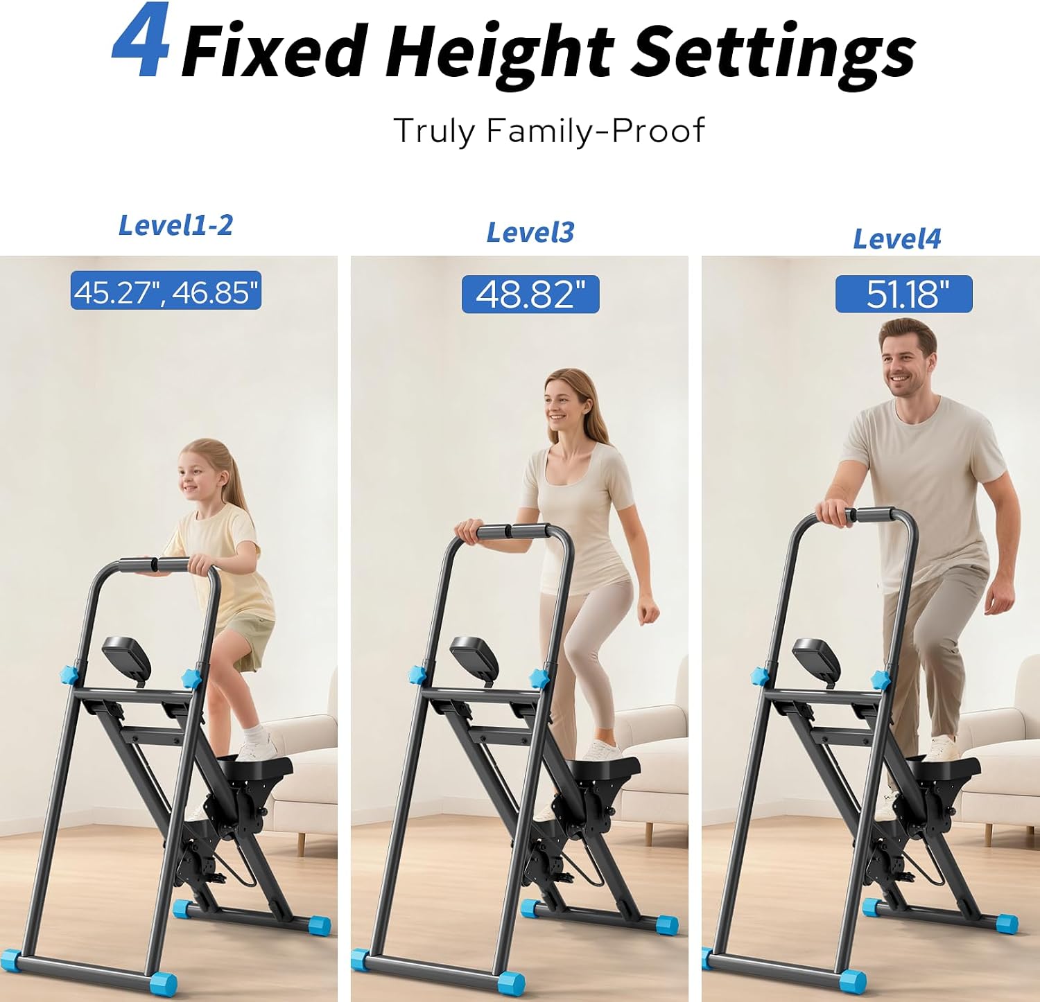 ZCMHAXJ Foldable Stair Stepper for Home, Adjustable Stair Climber with 4 Heights & 3 Angles, Compact Folding Vertical Stair Master for Exercise at Home for Full-Body Workout - Image 4