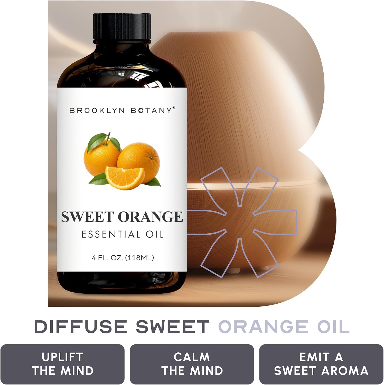 Brooklyn Botany Sweet Orange Essential Oil - Huge 4 Fl Oz - 100% Pure and Natural - Premium Grade with Dropper - for Aromatherapy and Diffuser - Image 6