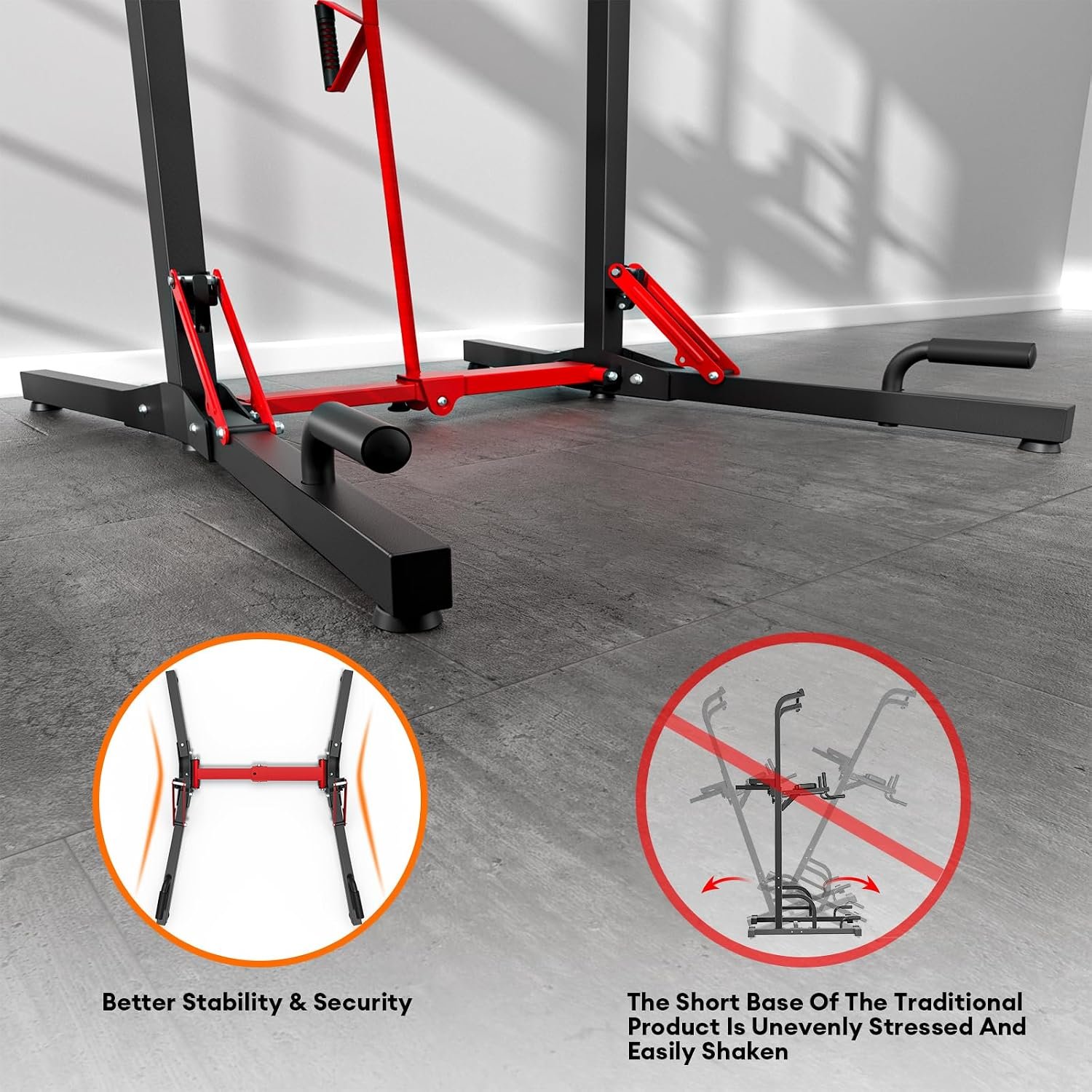 ONETWOFIT Foldable Power Tower Pull Up Bar Station, Multi-Function Adjustable Height Dip Station for Home Gym Workout, Strength Training Fitness Equipment, Pull Up Stand 360LBS - Image 9