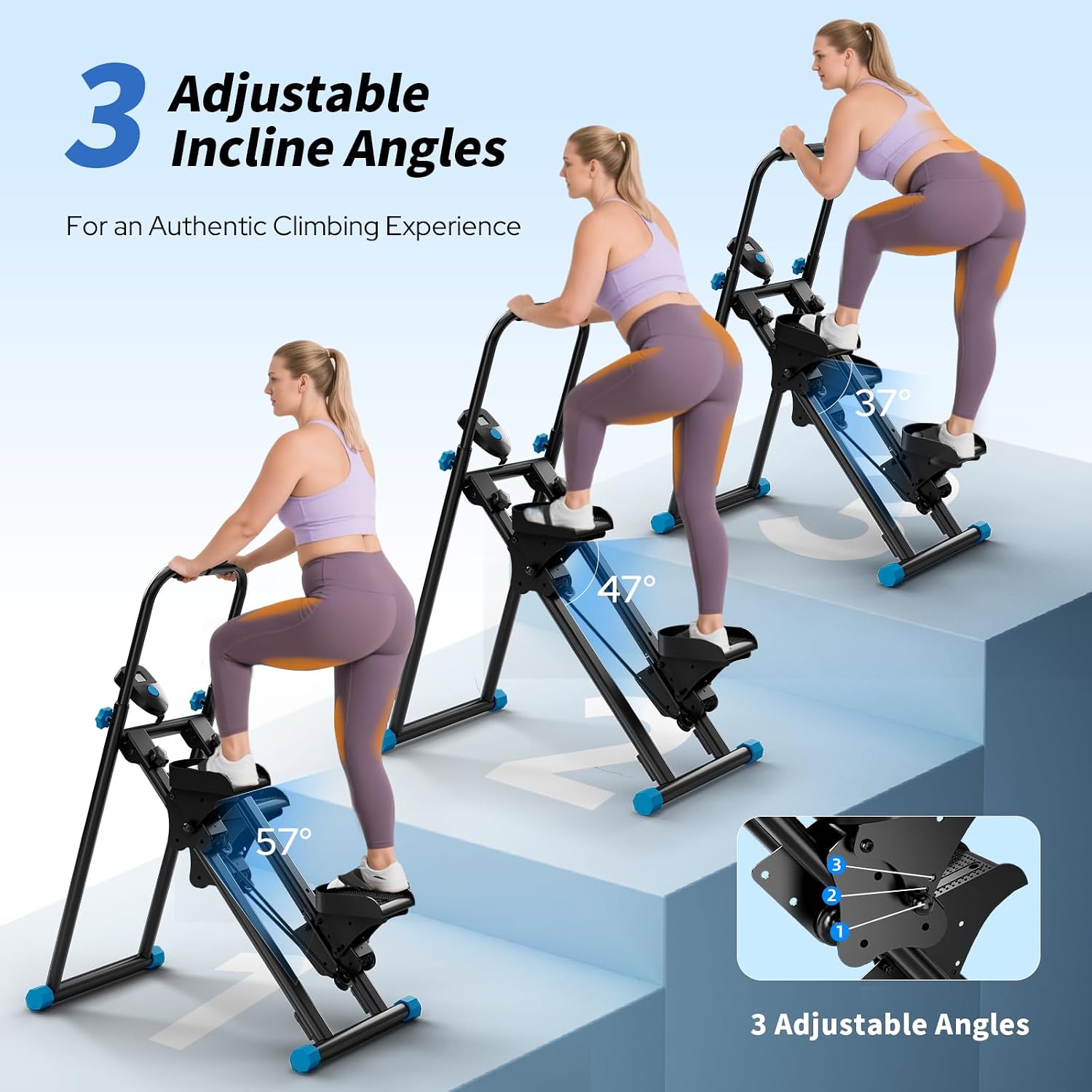 ZCMHAXJ Foldable Stair Stepper for Home, Adjustable Stair Climber with 4 Heights & 3 Angles, Compact Folding Vertical Stair Master for Exercise at Home for Full-Body Workout - Image 5