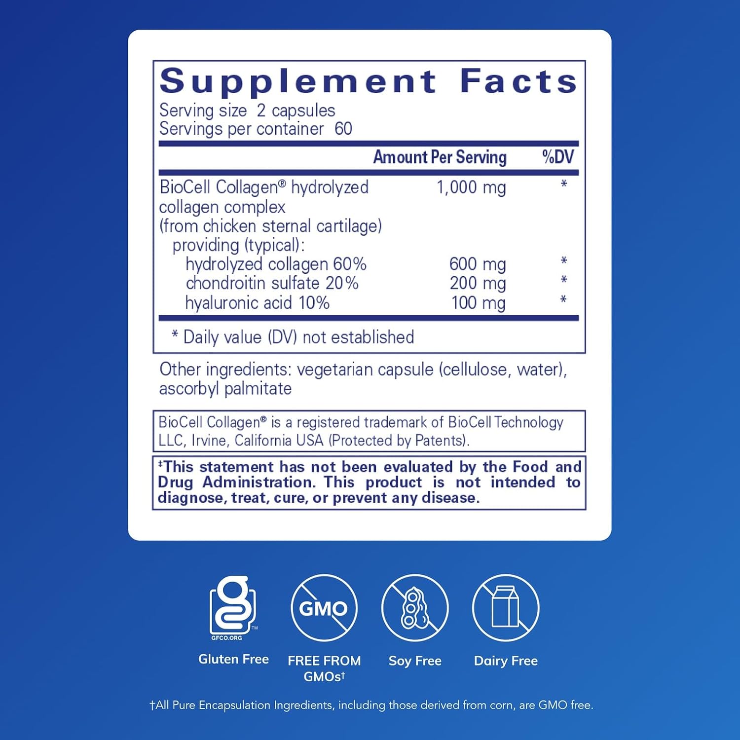 Pure Encapsulations Collagen JS - Skin & Joint Health* - 1,000 mg Hydrolyzed Biocell Collagen - Gluten Free & Non-GMO - 120 Capsules - Image 3