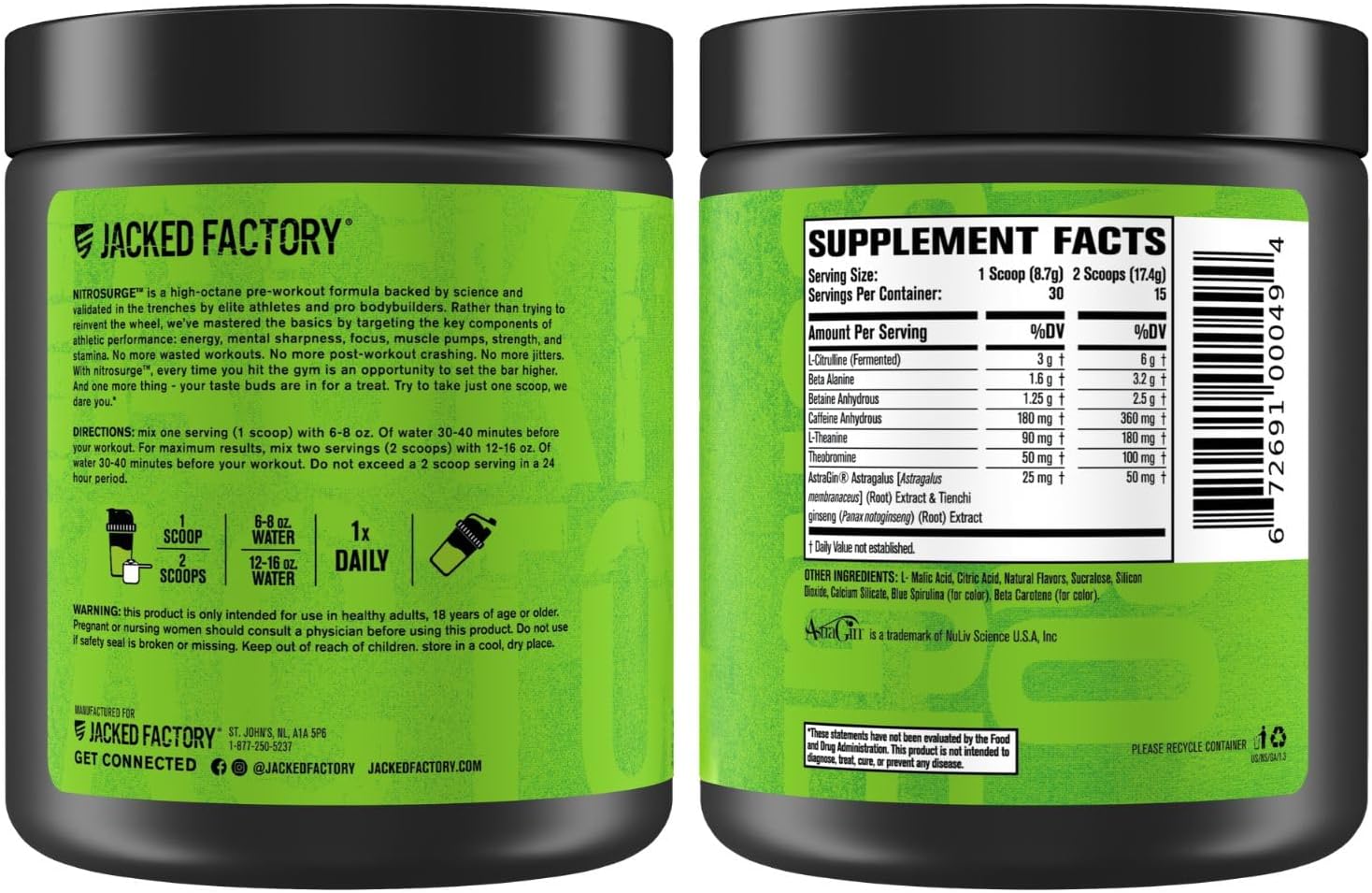 Jacked Factory NITROSURGE Pre Workout Supplement - Endless Energy, Instant Strength Gains, Clear Focus, Intense Pumps - NO Booster & Powerful Preworkout Energy Powder - 30 Servings, Green Apple - Image 11