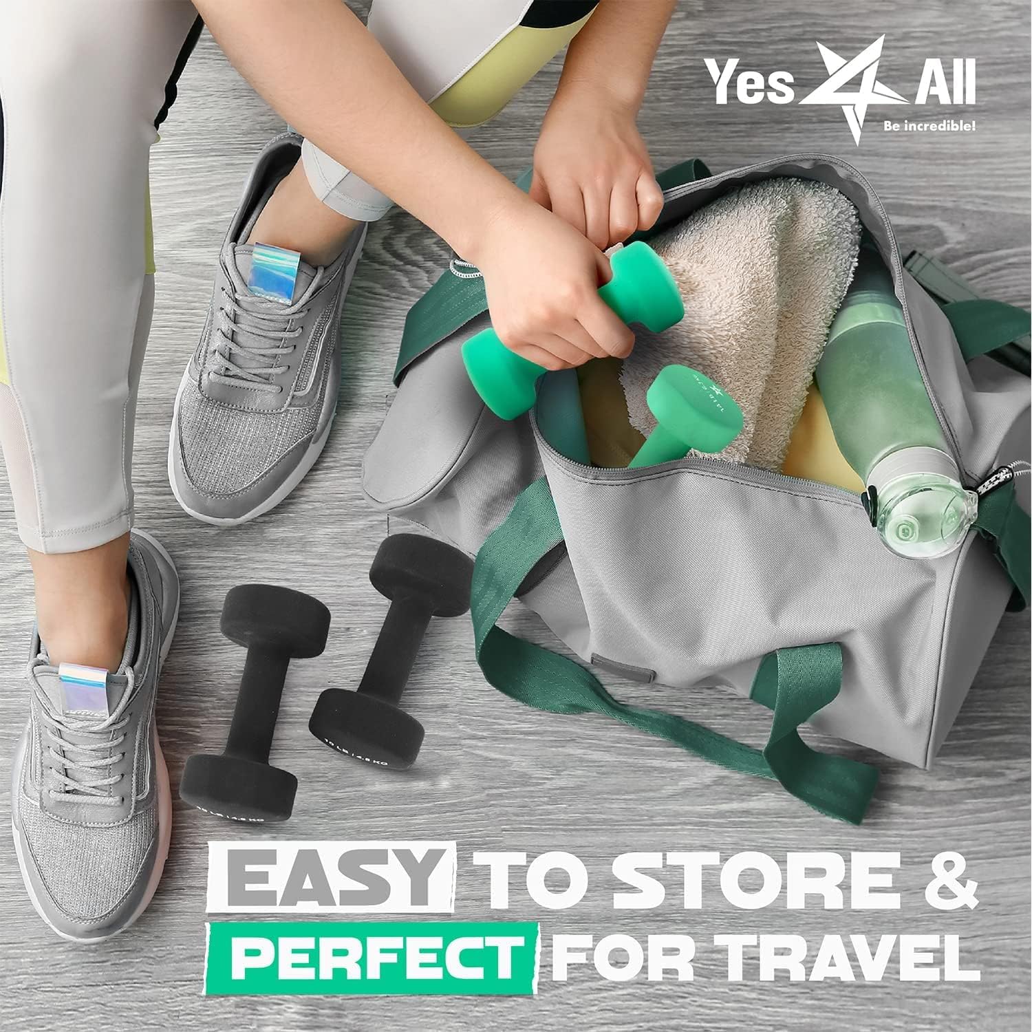 Yes4All Neoprene Coated Dumbbell Hand Weight Sets of 2 - Multiple Weight Options with 15 Colors, Anti-roll, Anti-Slip, Hexagon Shape - Image 5