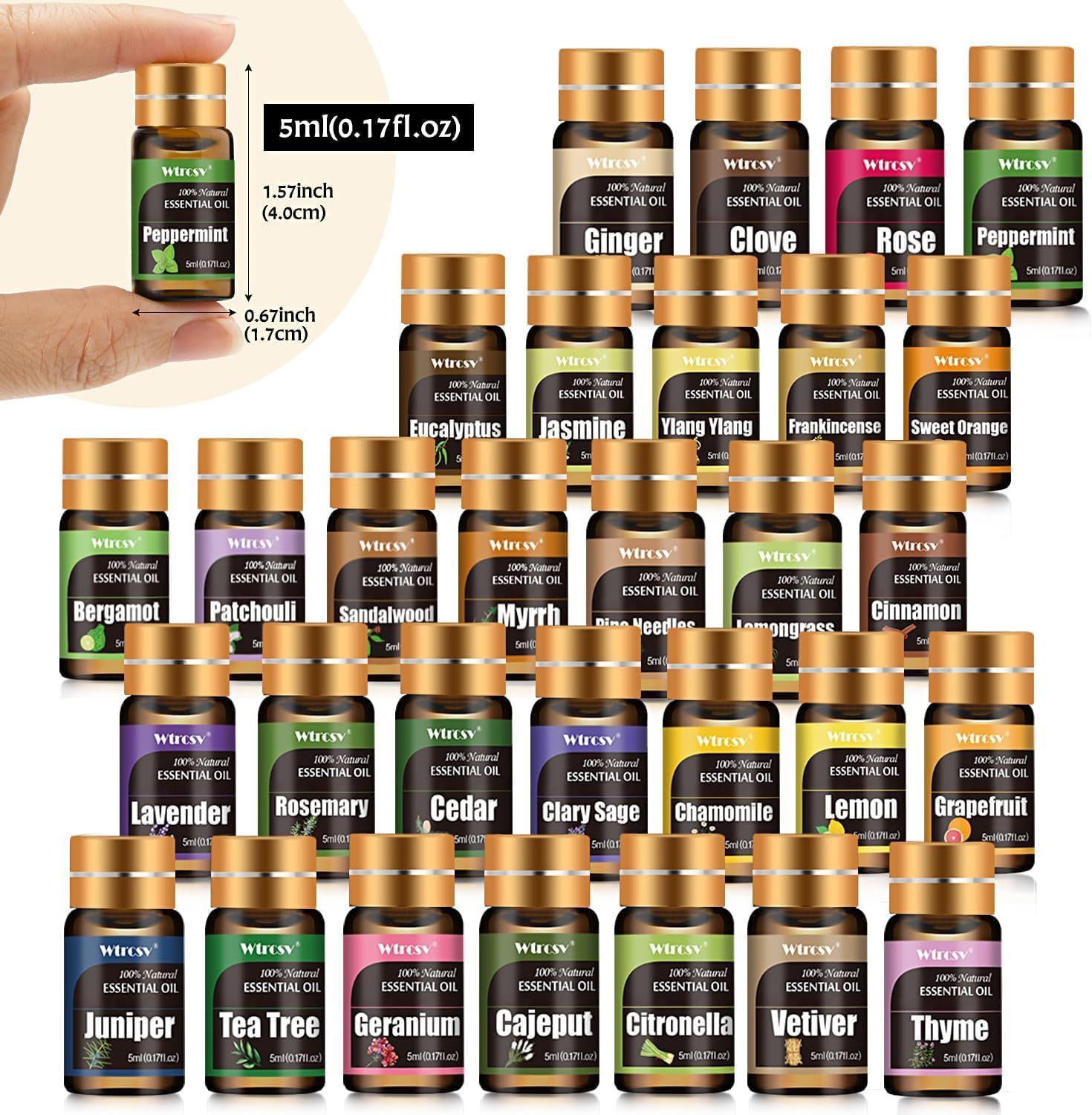 Essential Oils Gifts Set - 30 Unique Scents - Perfect for Diffuser, Humidifier,Aromatherapy, Massage,Skin & Hair Care,30x5 ml - Image 3