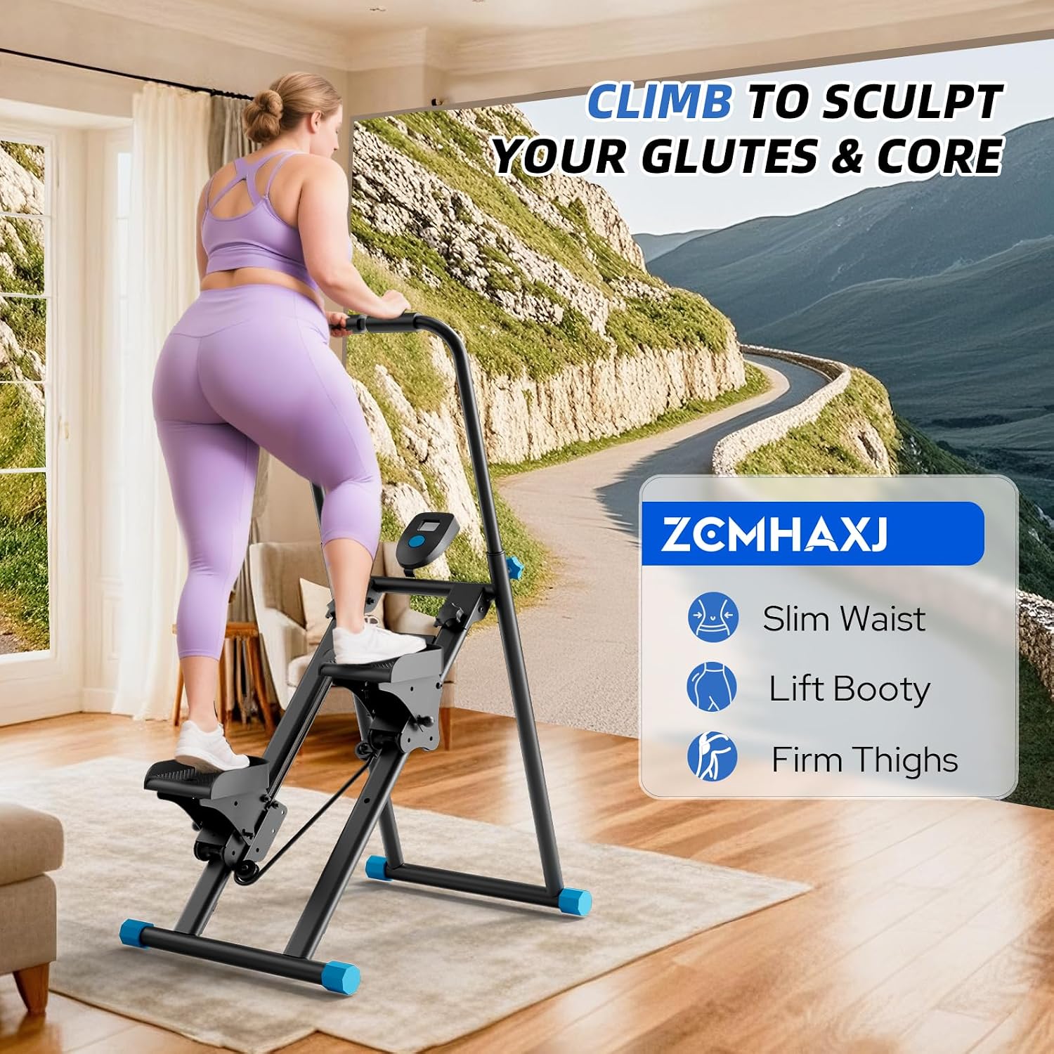 ZCMHAXJ Foldable Stair Stepper for Home, Adjustable Stair Climber with 4 Heights & 3 Angles, Compact Folding Vertical Stair Master for Exercise at Home for Full-Body Workout - Image 3