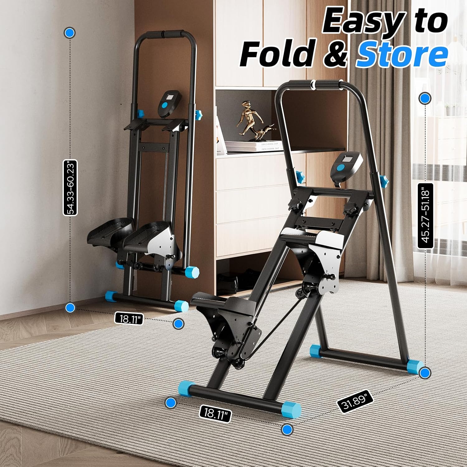 ZCMHAXJ Foldable Stair Stepper for Home, Adjustable Stair Climber with 4 Heights & 3 Angles, Compact Folding Vertical Stair Master for Exercise at Home for Full-Body Workout - Image 6