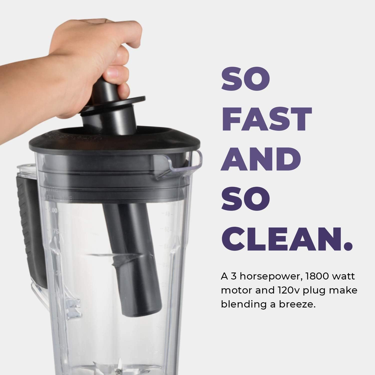 Cleanblend Commercial Blender with 5-Year Full Warranty - 1800W, 3HP, 64oz High-Performance Professional Countertop Blender with Stainless Steel Blades - Image 5