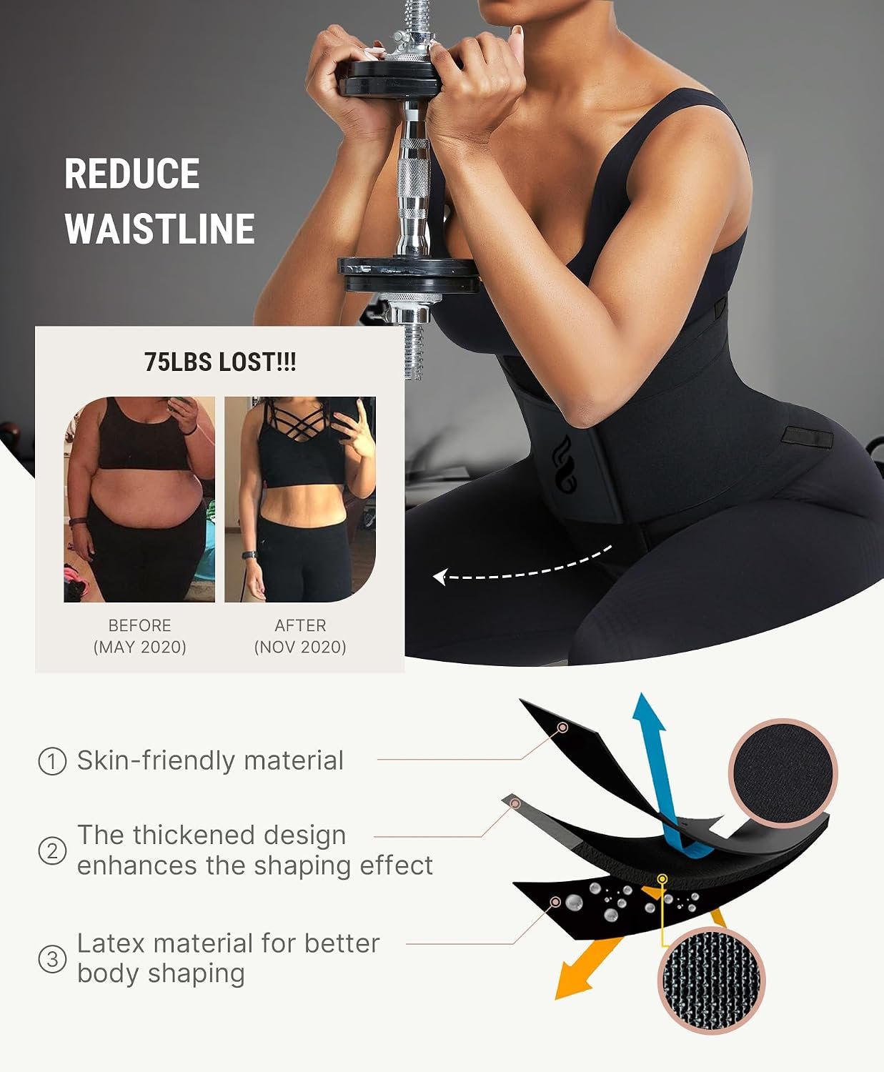 FeelinGirl Waist Trainer Belt Cincher Corset Tummy Control Faja Body Shaper - Image 4