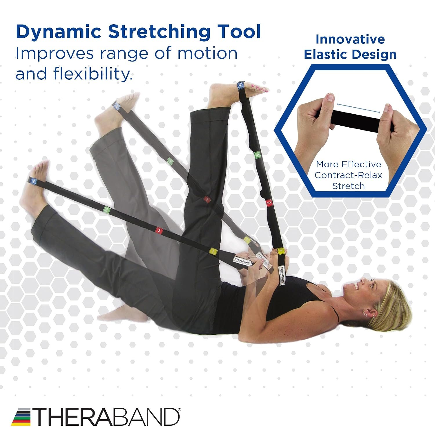 THERABAND Stretch Strap with Loops to Increase Flexibility, Dynamic Stretching Tool for Athletes Including Dancers, Cheerleaders, Gymnasts, Runners, Pilates and Yoga Elastic Stretch Out Band - Image 4