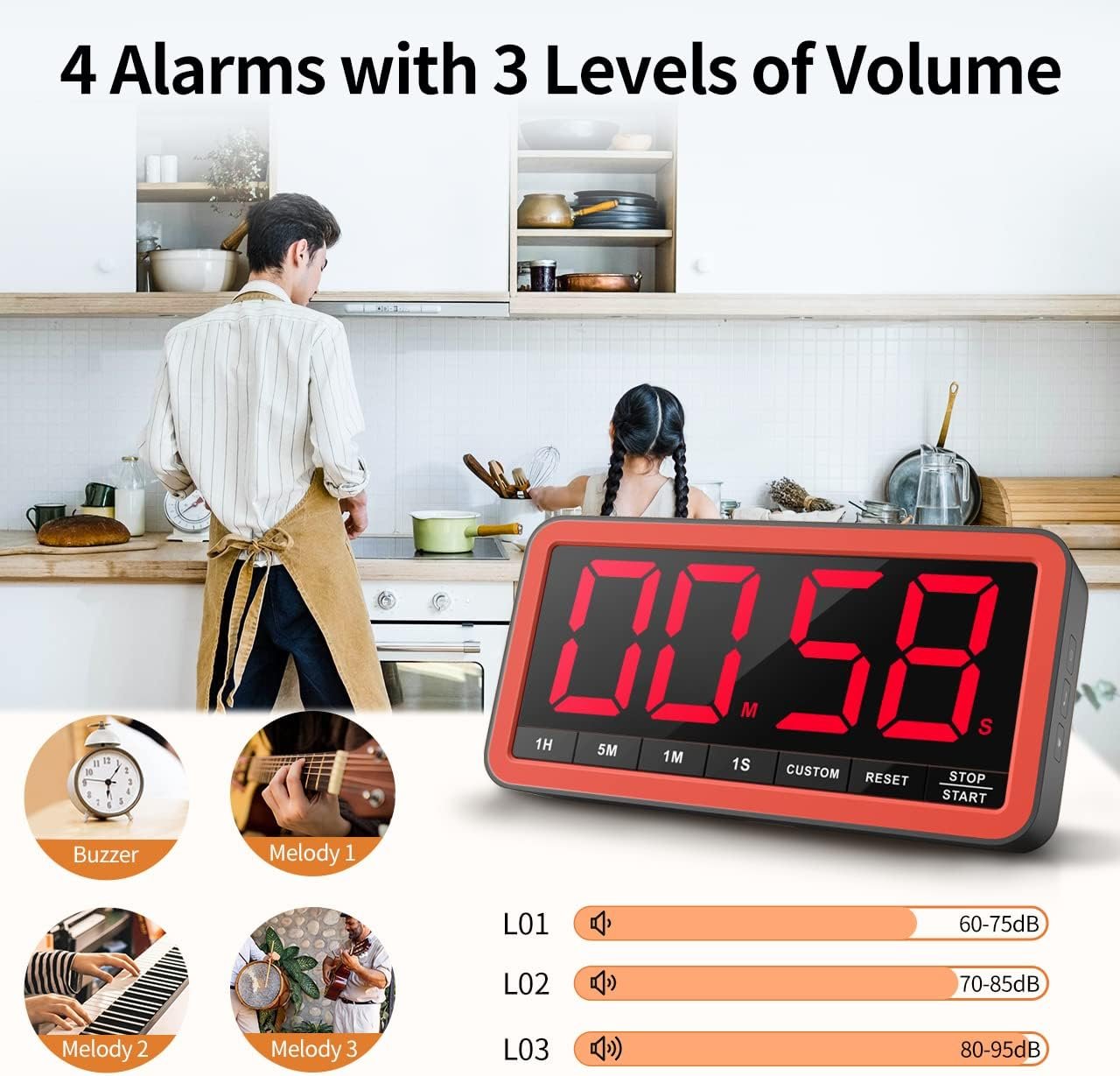 VOCOO Large 7.8" Digital Timer, Magnetic LED Timer for Kitchen & Classroom - Image 5