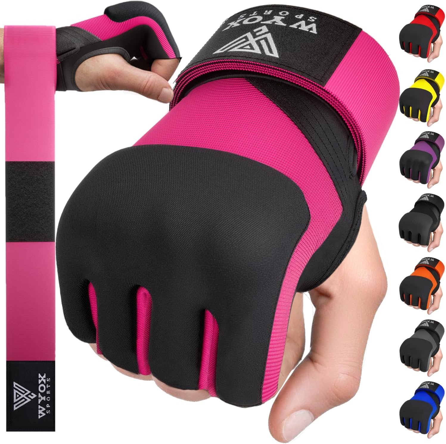 WYOX Neoprene Gel Boxing Hand Wraps Inner Gloves for Men & Women – 80cm/31in Quick Wrist Strap, Padded Knuckle Protection, Fingerless MMA Muay Thai Kickboxing Wraps for Training & Martial Arts - Image 2