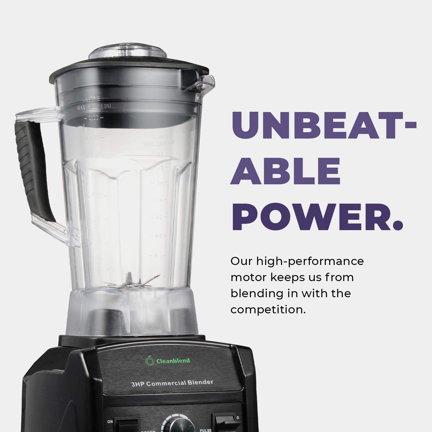 Cleanblend Commercial Blender with 5-Year Full Warranty - 1800W, 3HP, 64oz High-Performance Professional Countertop Blender with Stainless Steel Blades - Image 9