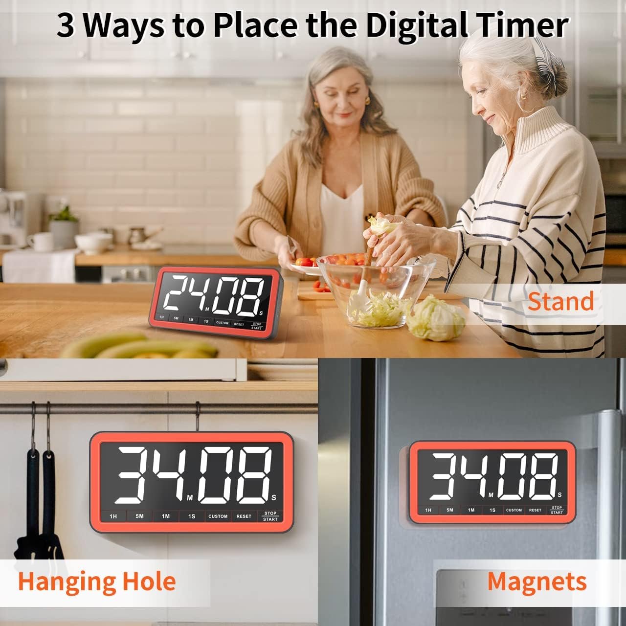 VOCOO Large 7.8" Digital Timer, Magnetic LED Timer for Kitchen & Classroom - Image 7
