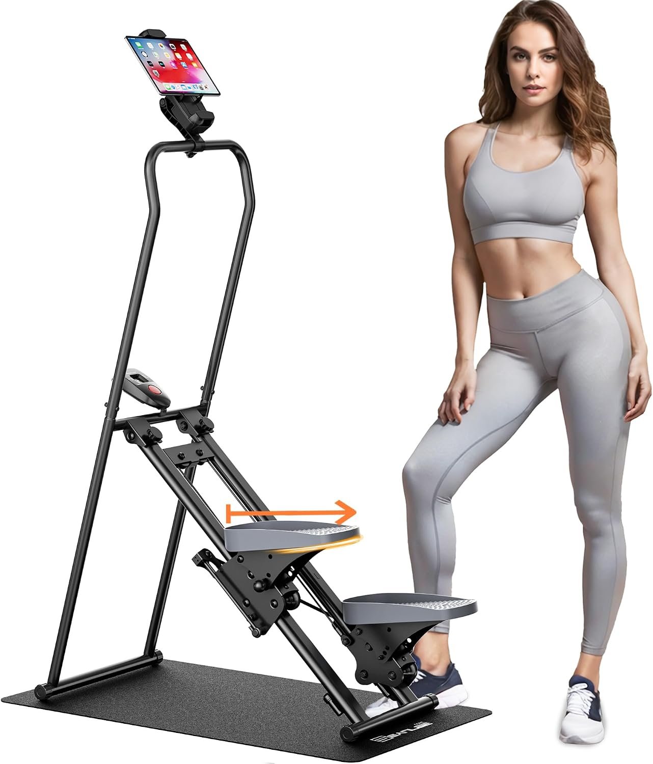 seanleecore Stair Stepper Machine for Home with Device Holder & Silicone Floor Mat, Extra-Long Non-Slip Pedals Vertical Climber Exercise Machine - Image 2