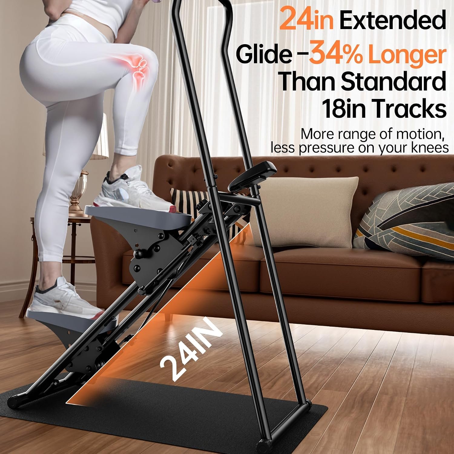 seanleecore Stair Stepper Machine for Home with Device Holder & Silicone Floor Mat, Extra-Long Non-Slip Pedals Vertical Climber Exercise Machine - Image 7