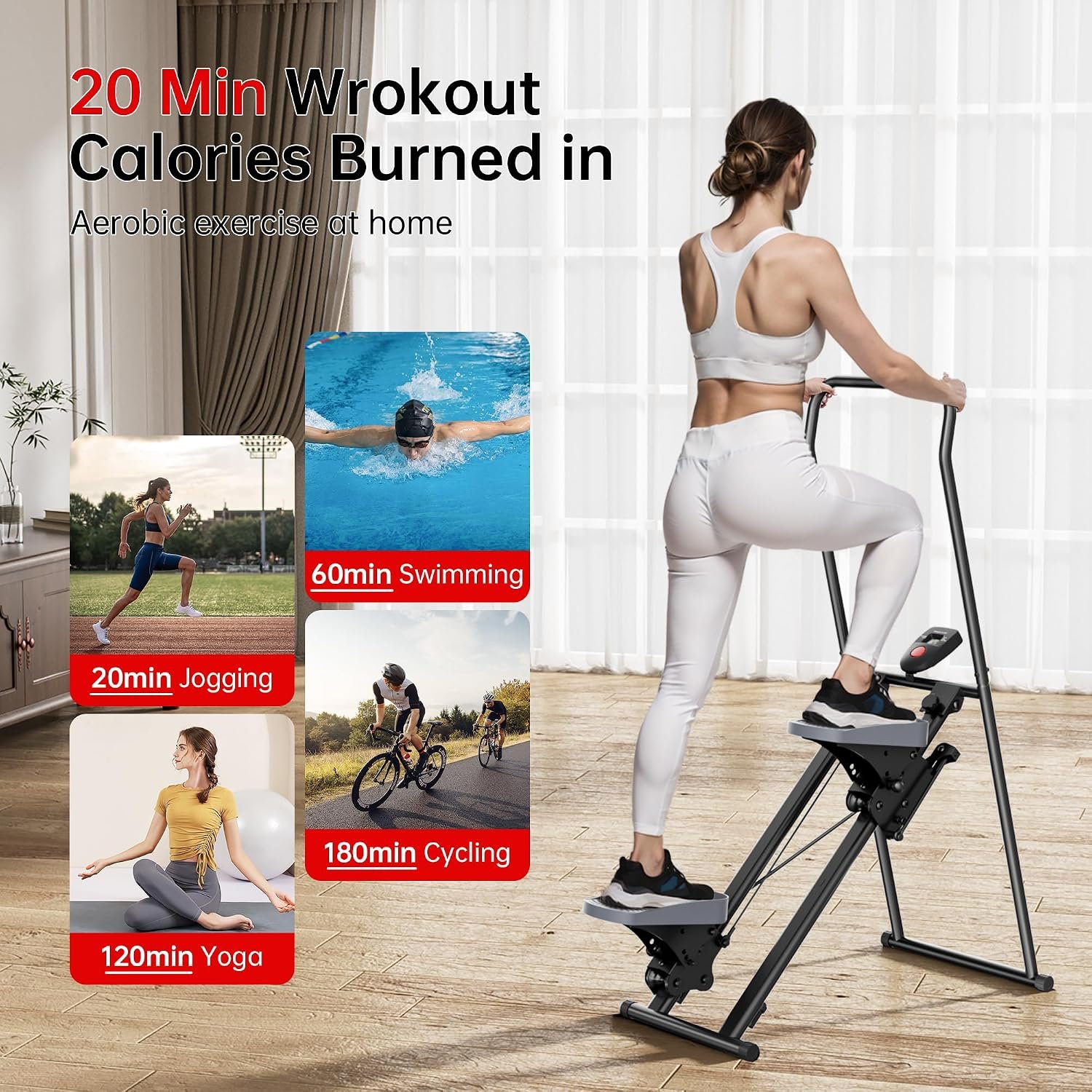 seanleecore Stair Stepper Machine for Home with Device Holder & Silicone Floor Mat, Extra-Long Non-Slip Pedals Vertical Climber Exercise Machine - Image 8