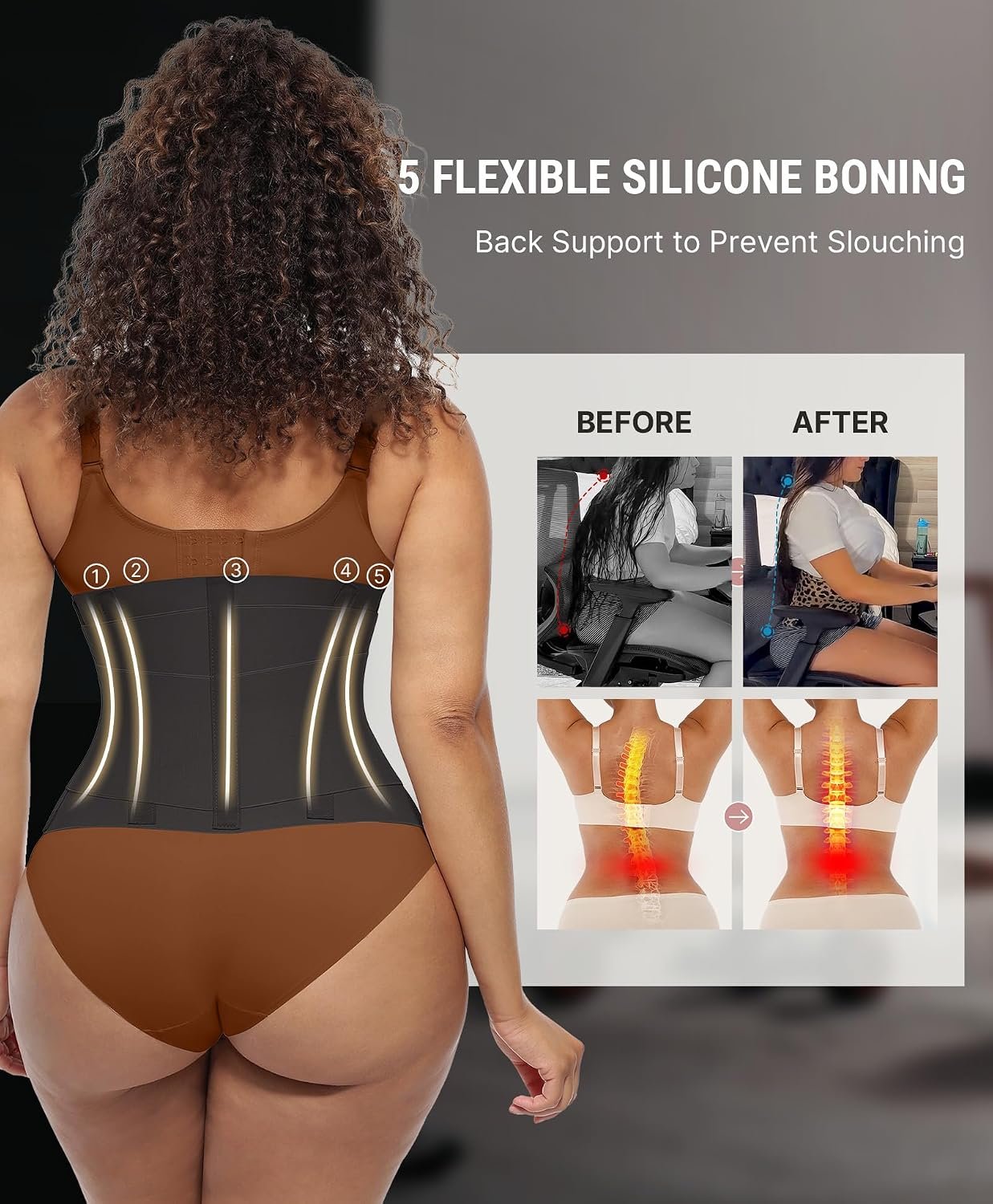 FeelinGirl Waist Trainer Belt Cincher Corset Tummy Control Faja Body Shaper - Image 5