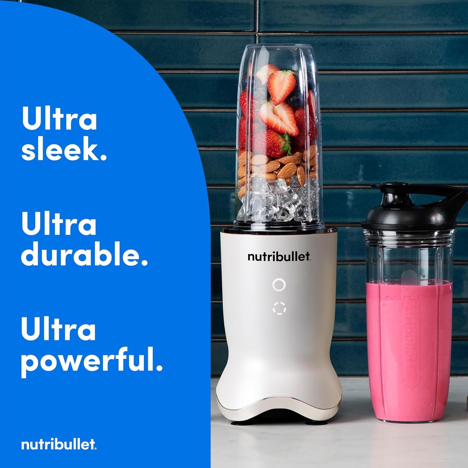 nutribullet® Ultra Personal Blender, 1200W, for Smoothies Shakes & Protein - Quietest Single-Serve Blender with Titanium Coated Blades, 3 BPA-Free Cups (32oz + 24oz), To-Go Lids, Dishwasher Safe - Image 3