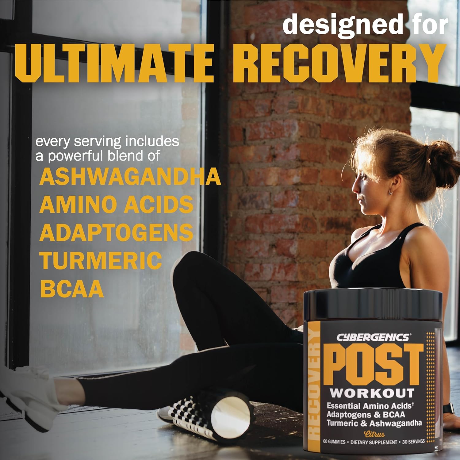 Post-Workout Gummies, Recovery Accelerator, Support Muscle Recovery & Joint Health, Essential Amino Acids, with Ashwagandha & Curcumin, BCAAs, Citrus Flavor, 60 Gummies, 30 Servings - Image 4