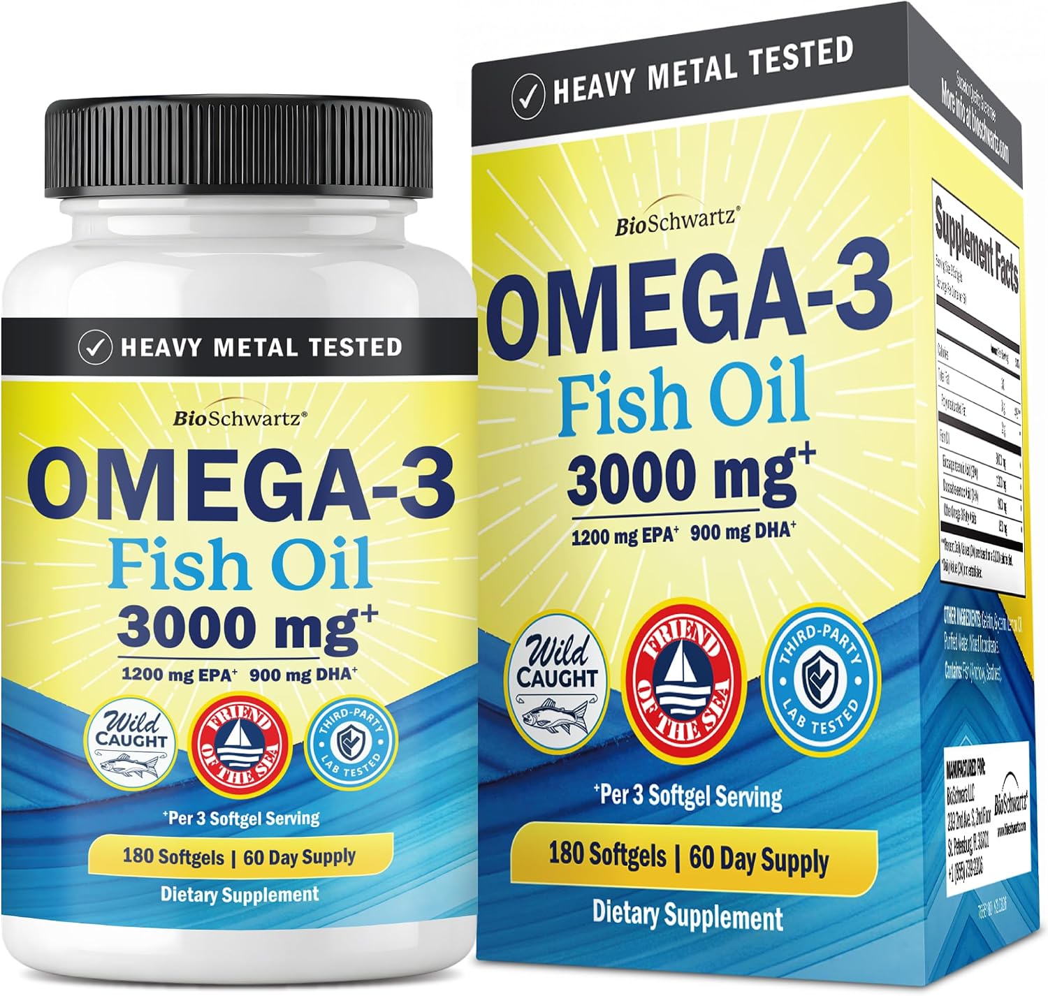 Triple Strength Omega 3 Fish Oil 3000mg for Women and Men, 180 Softgels | High Potency Omega 3 Supplement, Burpless Lemon Flavor Fish Oil - 2250mg Essential Fatty Acids with DHA & EPA, Wild Caught - Image 2