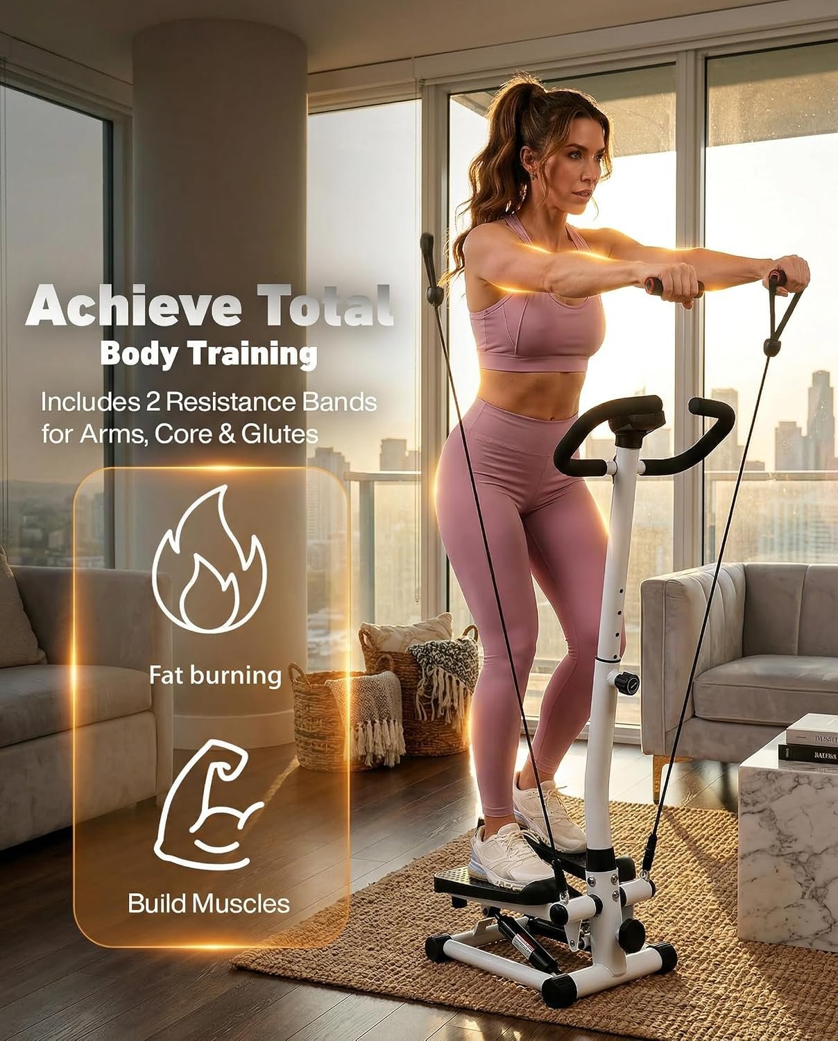 RORALA Twist Stepper with Handlebar,Stair Step Machine for Cardio Workout,Compact Home Exercise Equipment,300LBS MAX Weight Capacity - Image 6