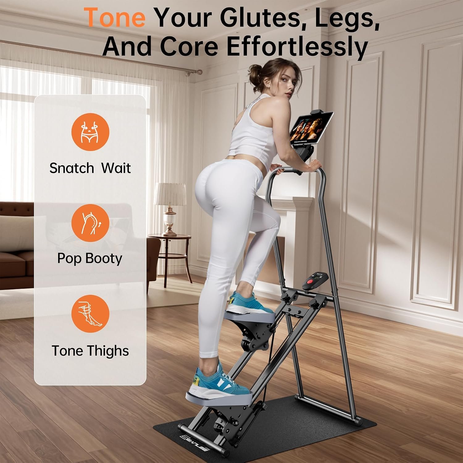 seanleecore Stair Stepper Machine for Home with Device Holder & Silicone Floor Mat, Extra-Long Non-Slip Pedals Vertical Climber Exercise Machine - Image 3