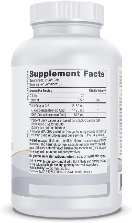 Nordic Naturals ProOmega 2000, 2150 mg, EPA & DHA Fish Oil, Lemon - 120 Count - Image 3