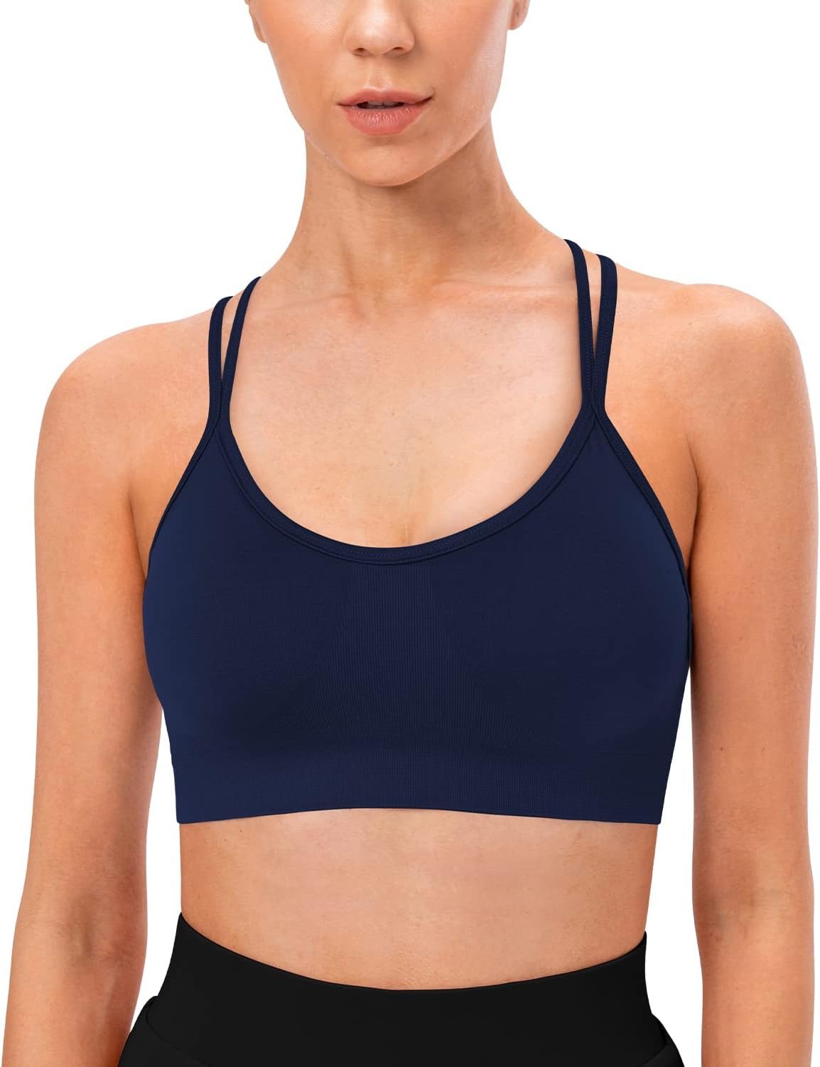 VEQKING Strappy Cross Back Women Sports Bras with Removable Cups - Image 4