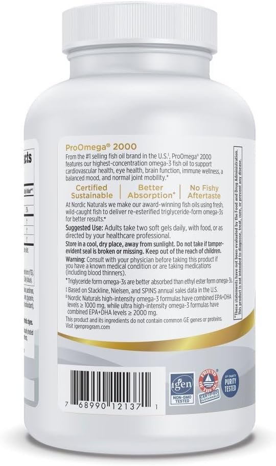 Nordic Naturals ProOmega 2000, 2150 mg, EPA & DHA Fish Oil, Lemon - 120 Count - Image 7