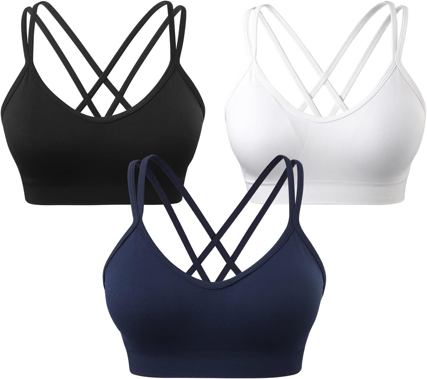 VEQKING Strappy Cross Back Women Sports Bras with Removable Cups - Image 2