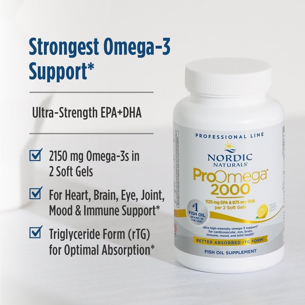 Nordic Naturals ProOmega 2000, 2150 mg, EPA & DHA Fish Oil, Lemon - 120 Count - Image 4