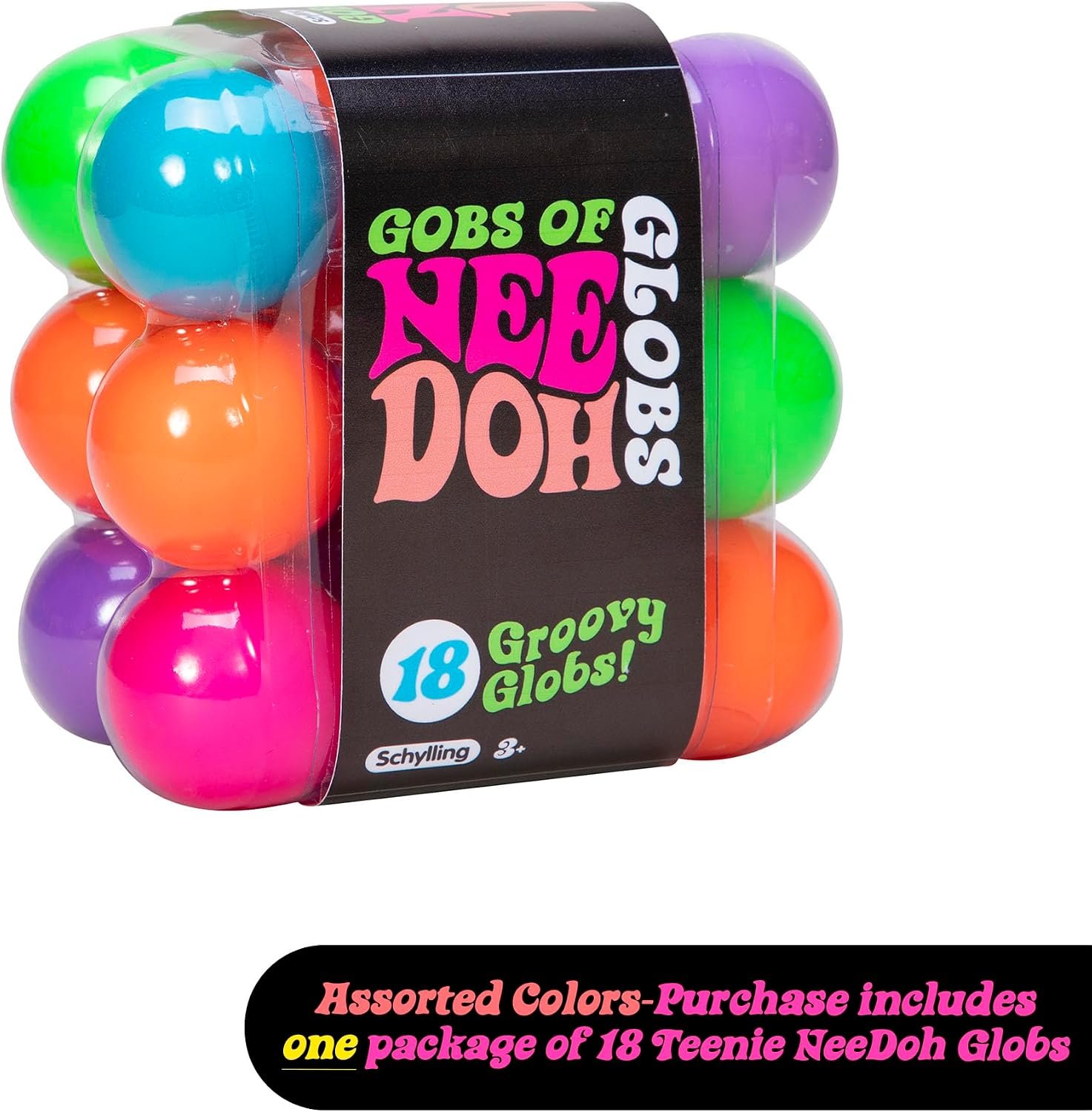 Schylling NeeDoh Teenie Gobs of Globs - Sensory Squeeze Toy - Contains 18 Mini Groovy Globs - 1.25" Wide - Multicolored - Image 3