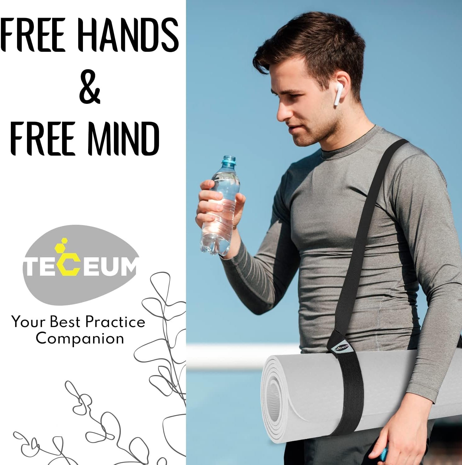 TECEUM Yoga Mat Strap – Extra Soft & Thick Cotton Carrier for All Mats - Image 10