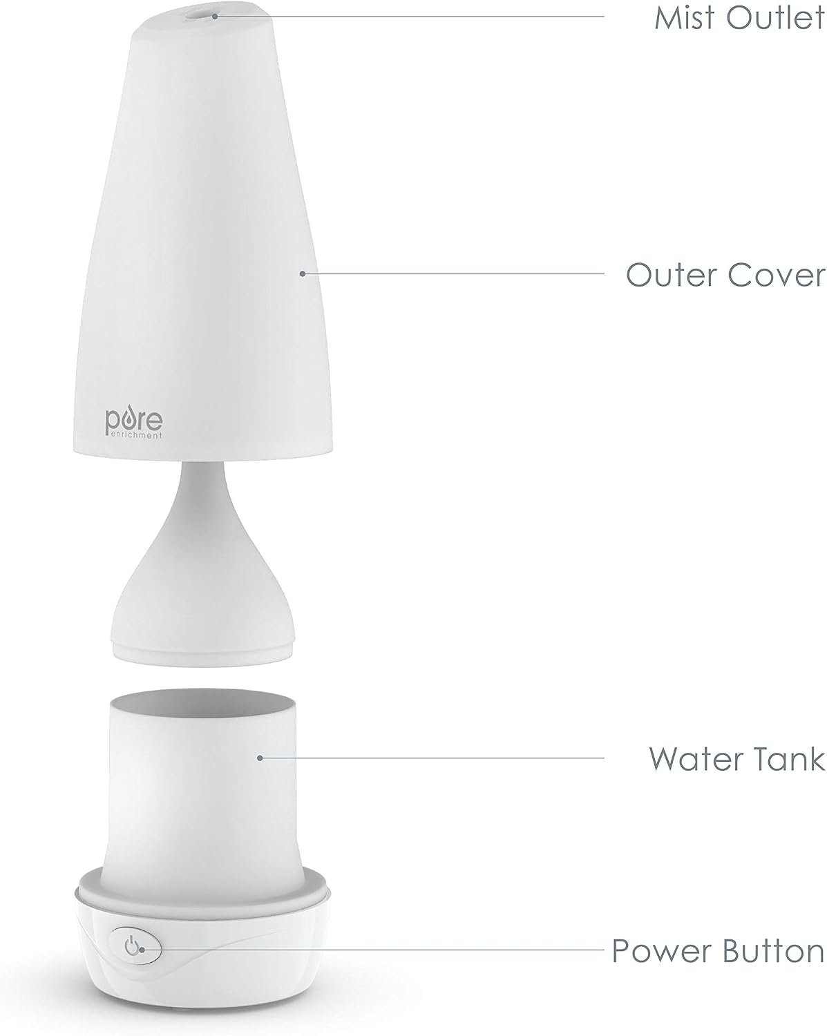 Pure Enrichment® PureSpa™ Essential Oil Diffuser - Compact Ultrasonic Aromatherapy Diffuser, Natural Air Deodorizer, 100ml Water Tank, and Optional Mood Light - Lasts Up to 7 Hours with Auto Shut-Off - Image 6