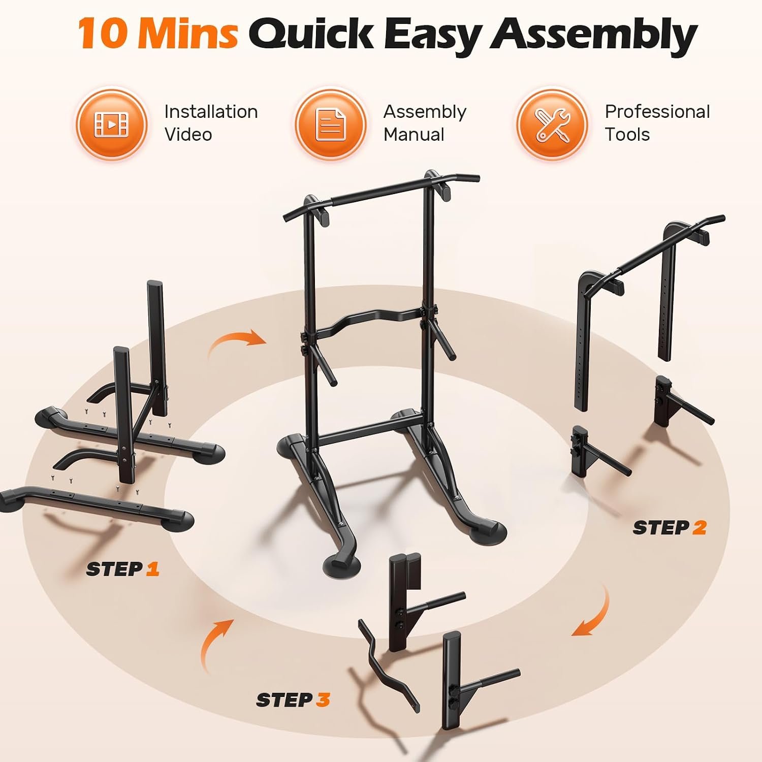 Power Tower Dip Station & Pull-Up Bar for Home Gym – Adjustable Height Strength Training Equipment for Pull-Ups, Dips, Push-Ups & More - Image 9