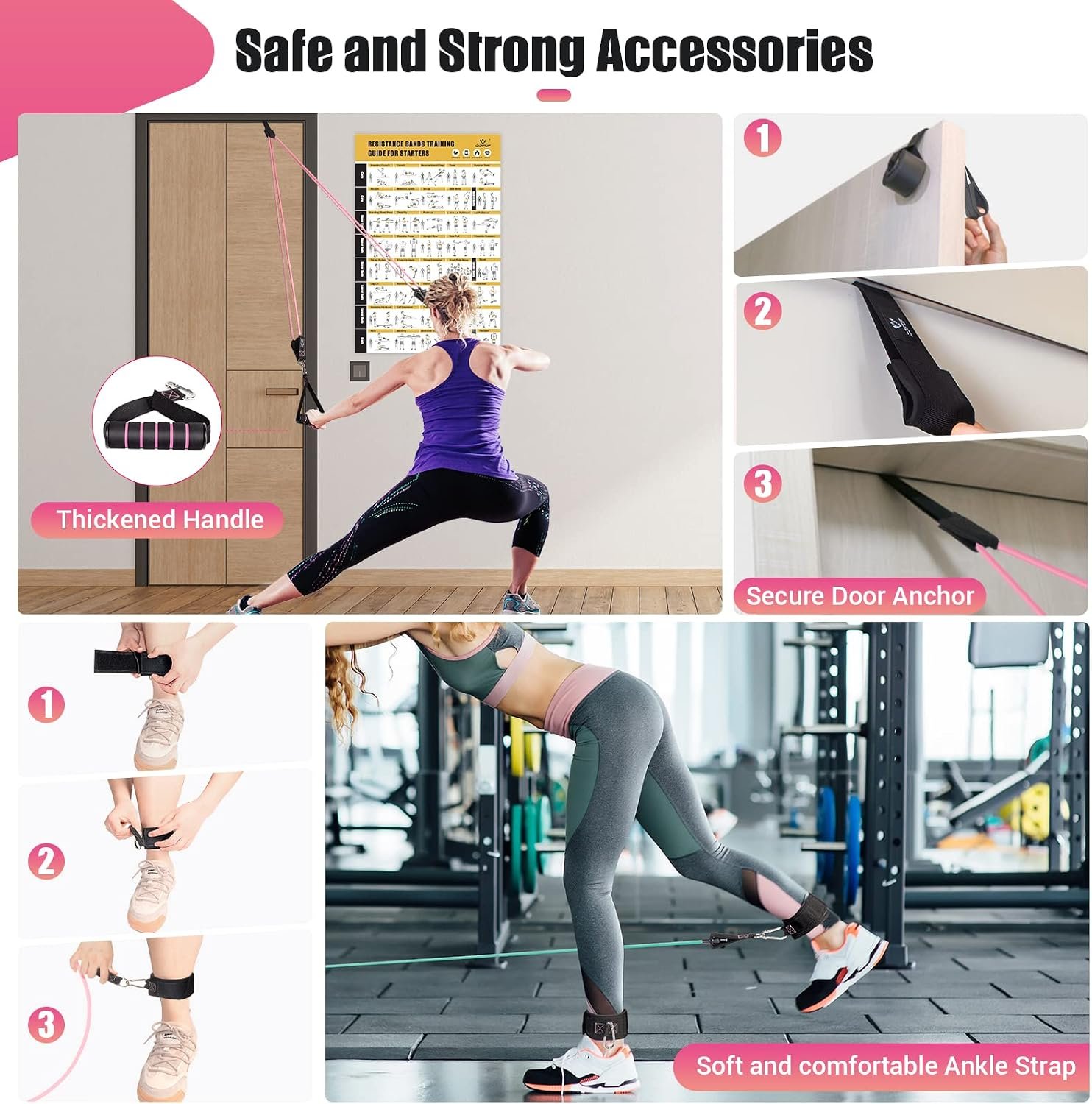 Resistance Bands with Handles for Women, 5 Level Exercise Bands - Image 5