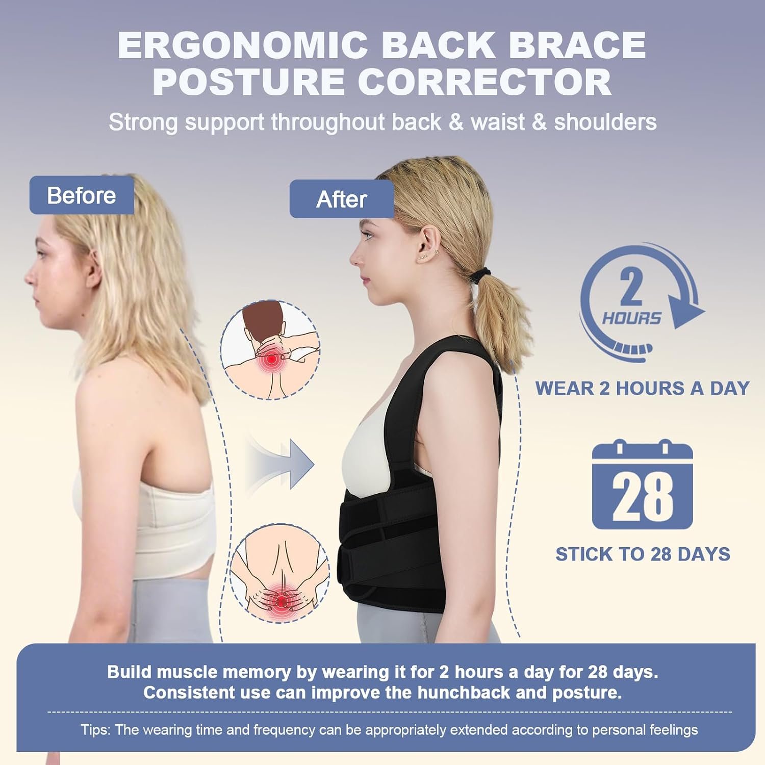 Posture Corrector for Women and Men Upgraded Back Brace, Adjustable Back Support for Upper and Lower Back Pain Relief, Shoulder Straightener for Hunchback, Scoliosis, Lumbar, Spine (Black, Large) - Image 3