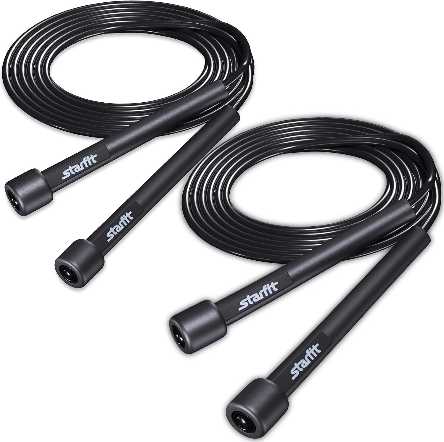 STARFIT Lightweight Jump Rope 2pcs for Fitness and Exercise,Adjustable Jump Ropes with Plastic Handles, Cardio and Endurance Training,Jumping Rope for Workout (Black+Black) - Image 2