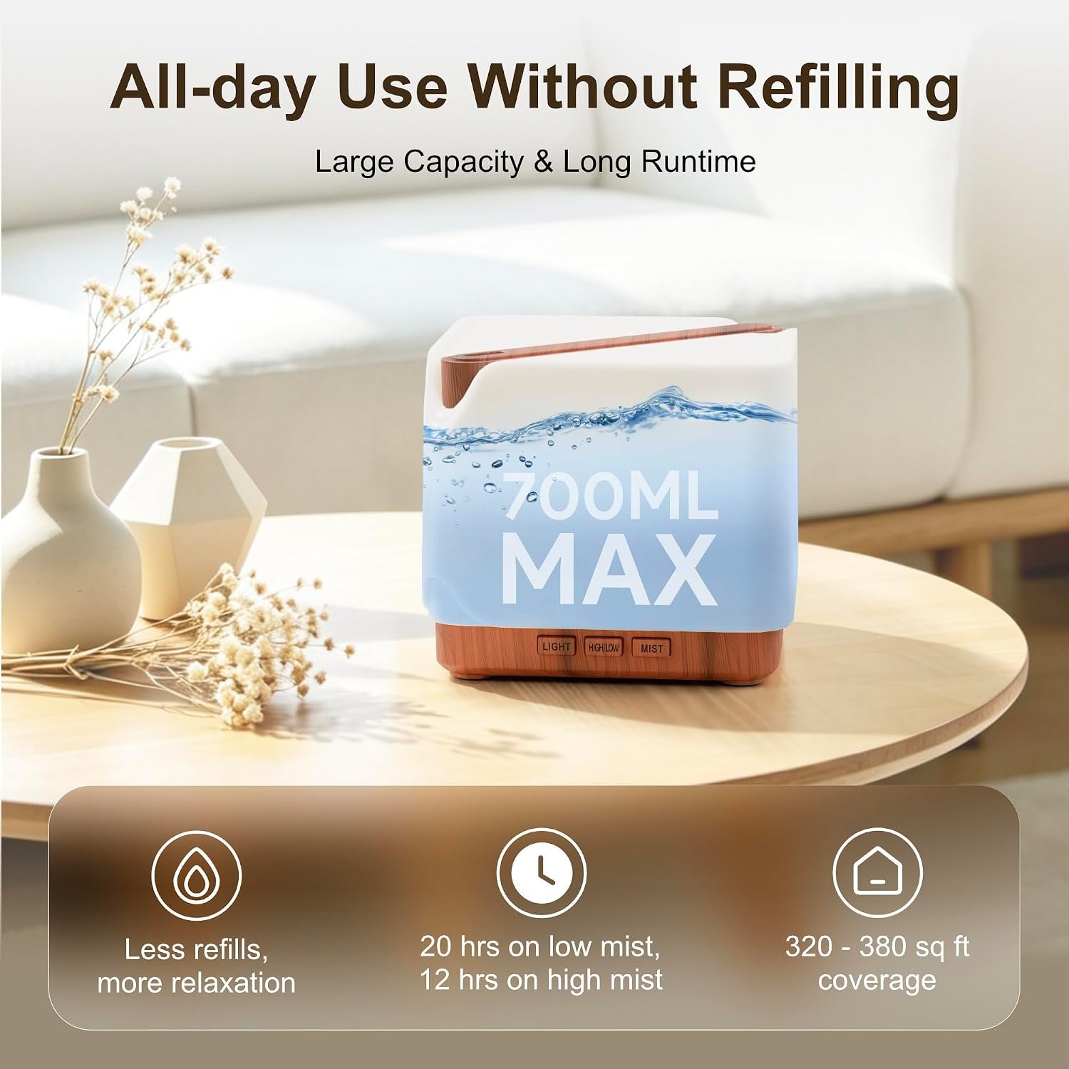 ASAKUKI Essential Oil Diffuser for Home Large 700 ml Humidifier - Image 6