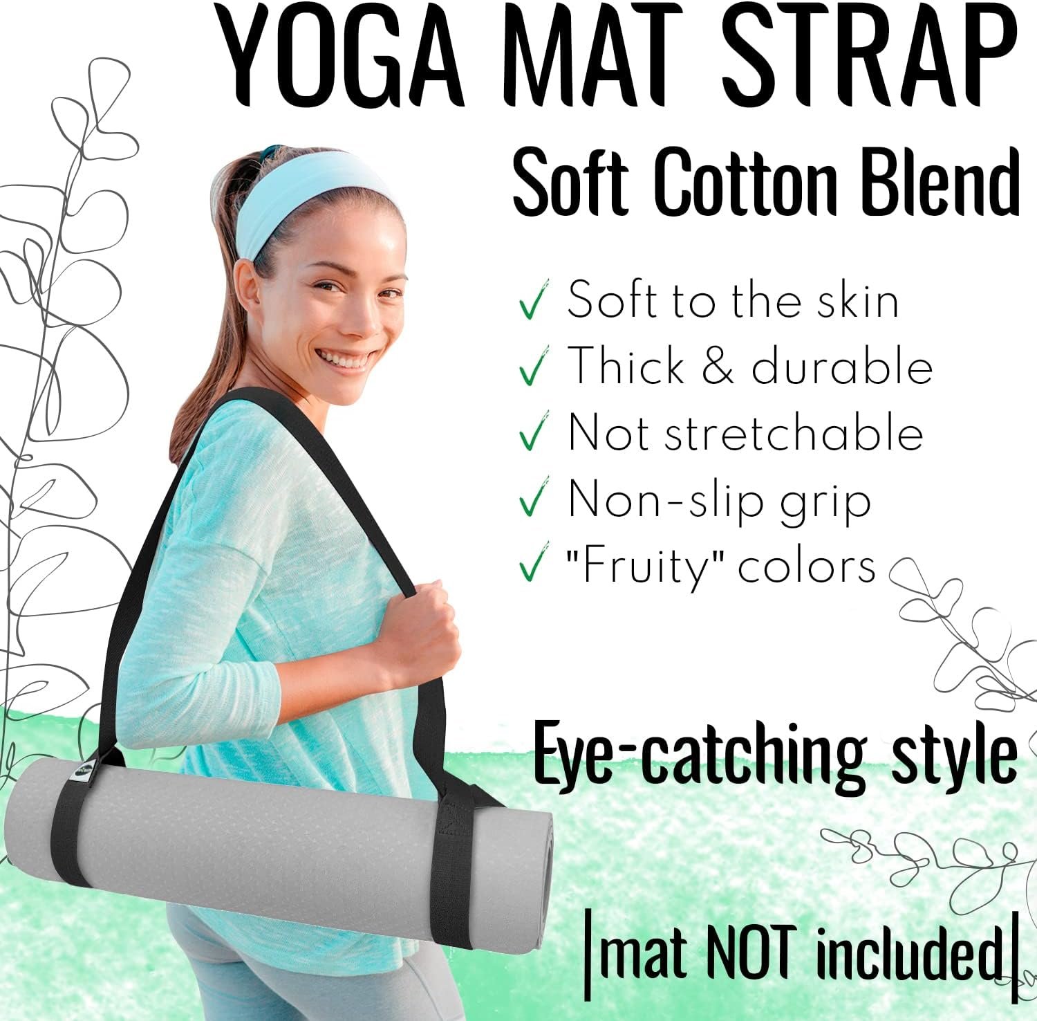 TECEUM Yoga Mat Strap – Extra Soft & Thick Cotton Carrier for All Mats - Image 3