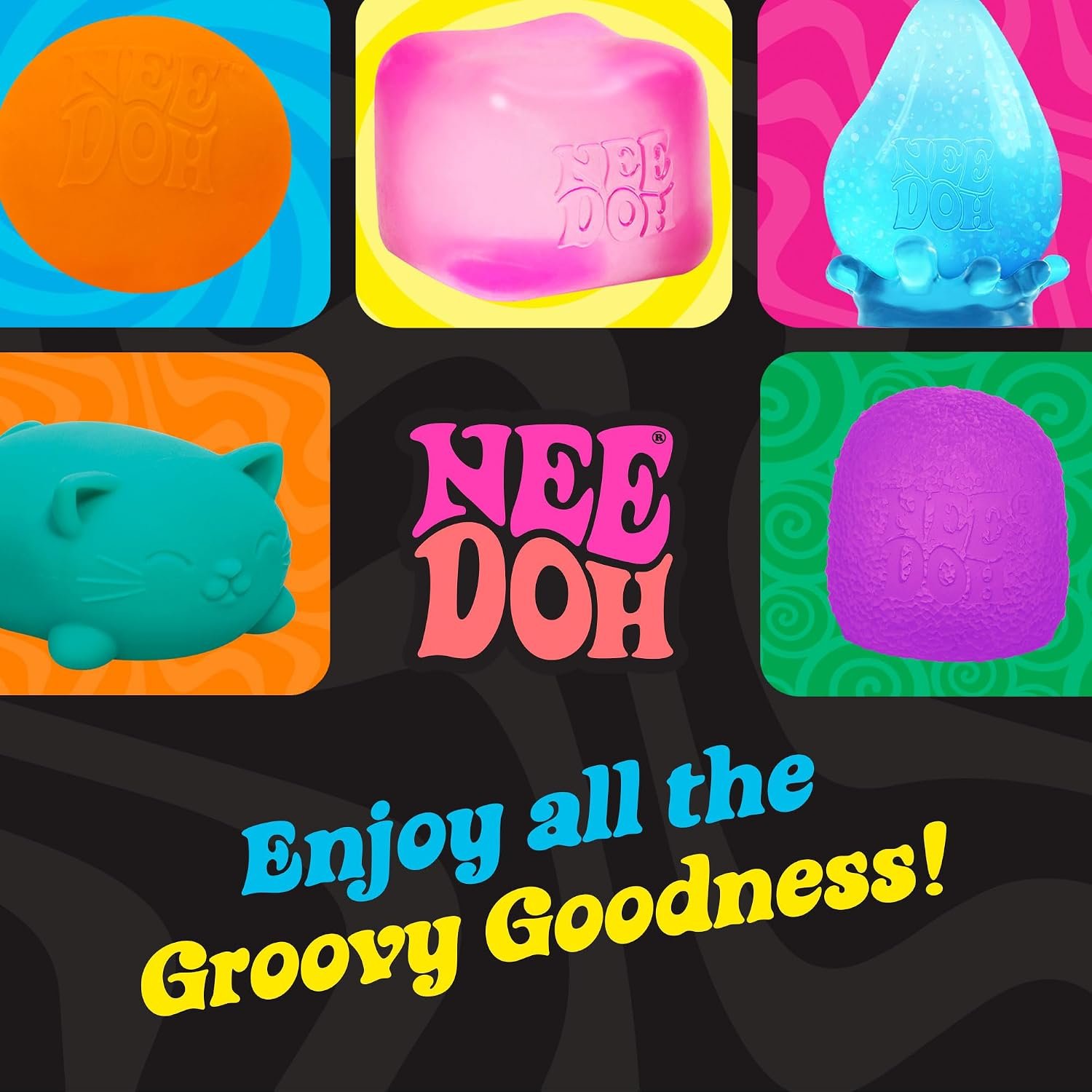 Schylling NeeDoh Teenie Gobs of Globs - Sensory Squeeze Toy - Contains 18 Mini Groovy Globs - 1.25" Wide - Multicolored - Image 7