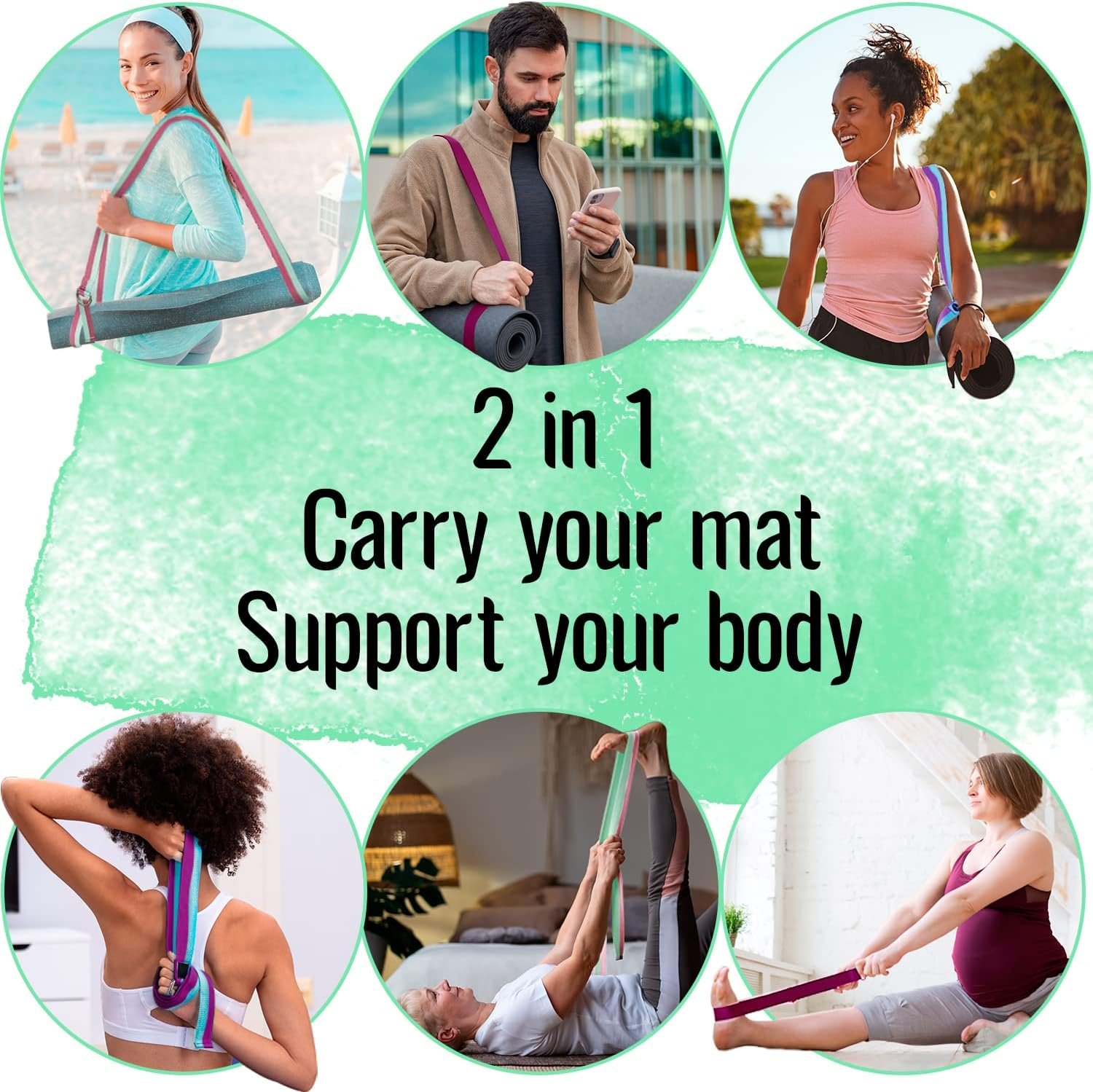 TECEUM Yoga Mat Strap – Extra Soft & Thick Cotton Carrier for All Mats - Image 4