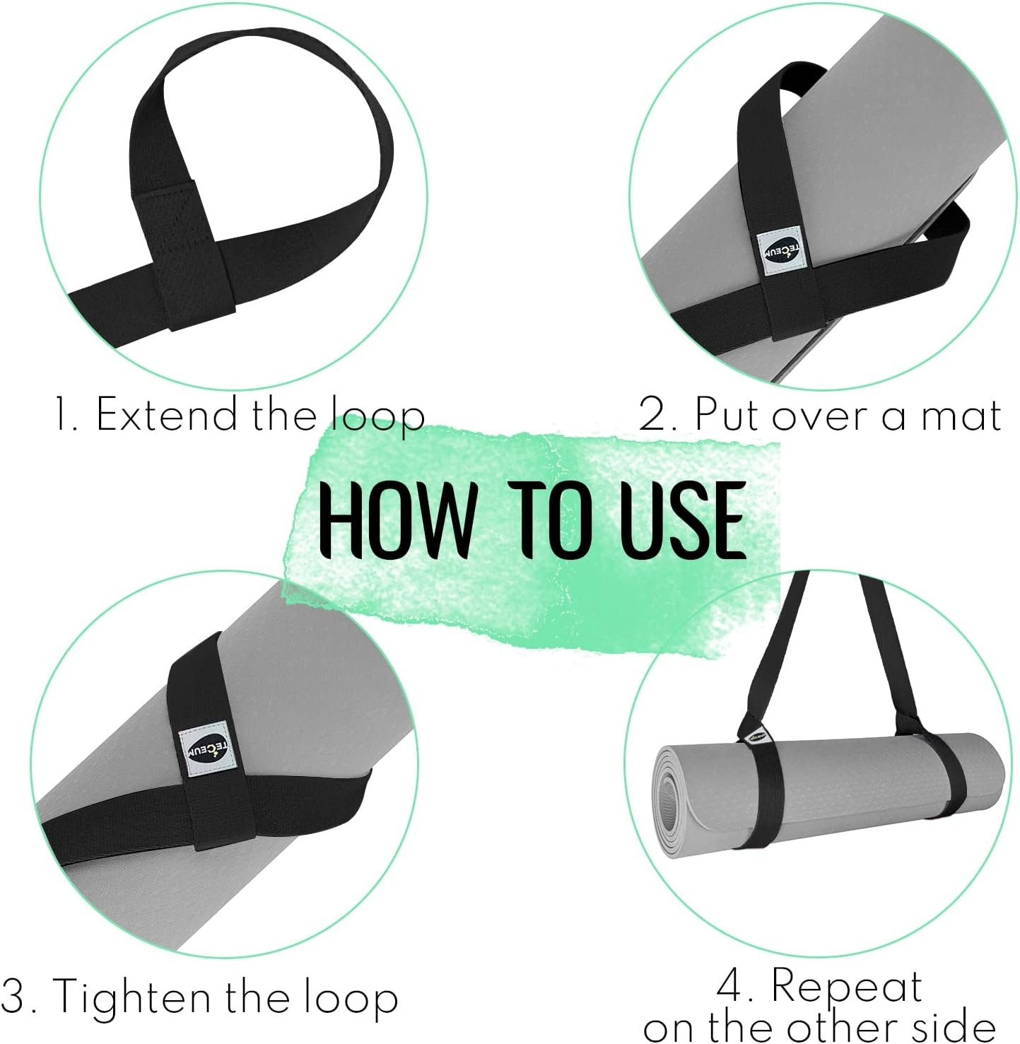 TECEUM Yoga Mat Strap – Extra Soft & Thick Cotton Carrier for All Mats - Image 6