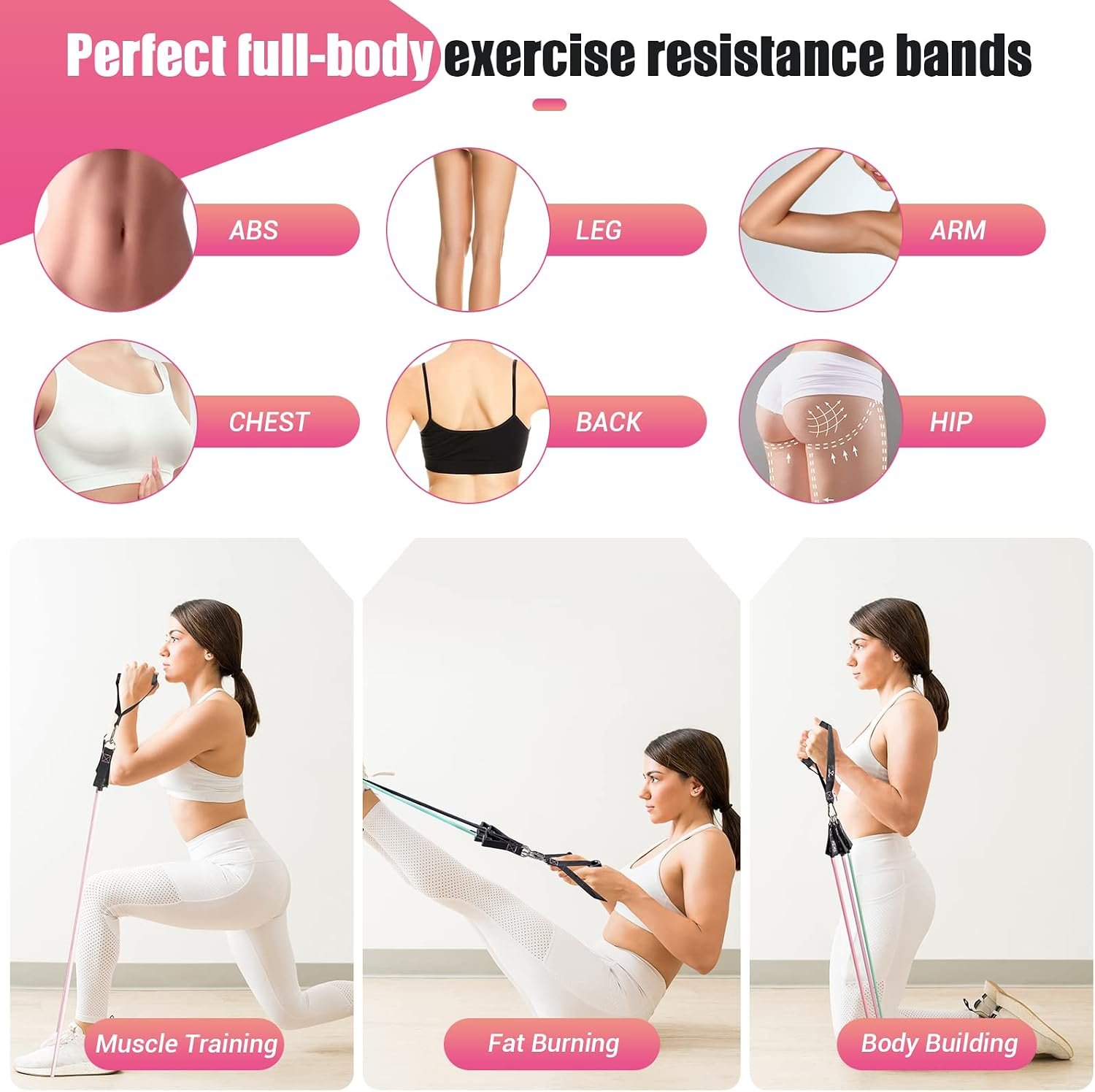 Resistance Bands with Handles for Women, 5 Level Exercise Bands - Image 6